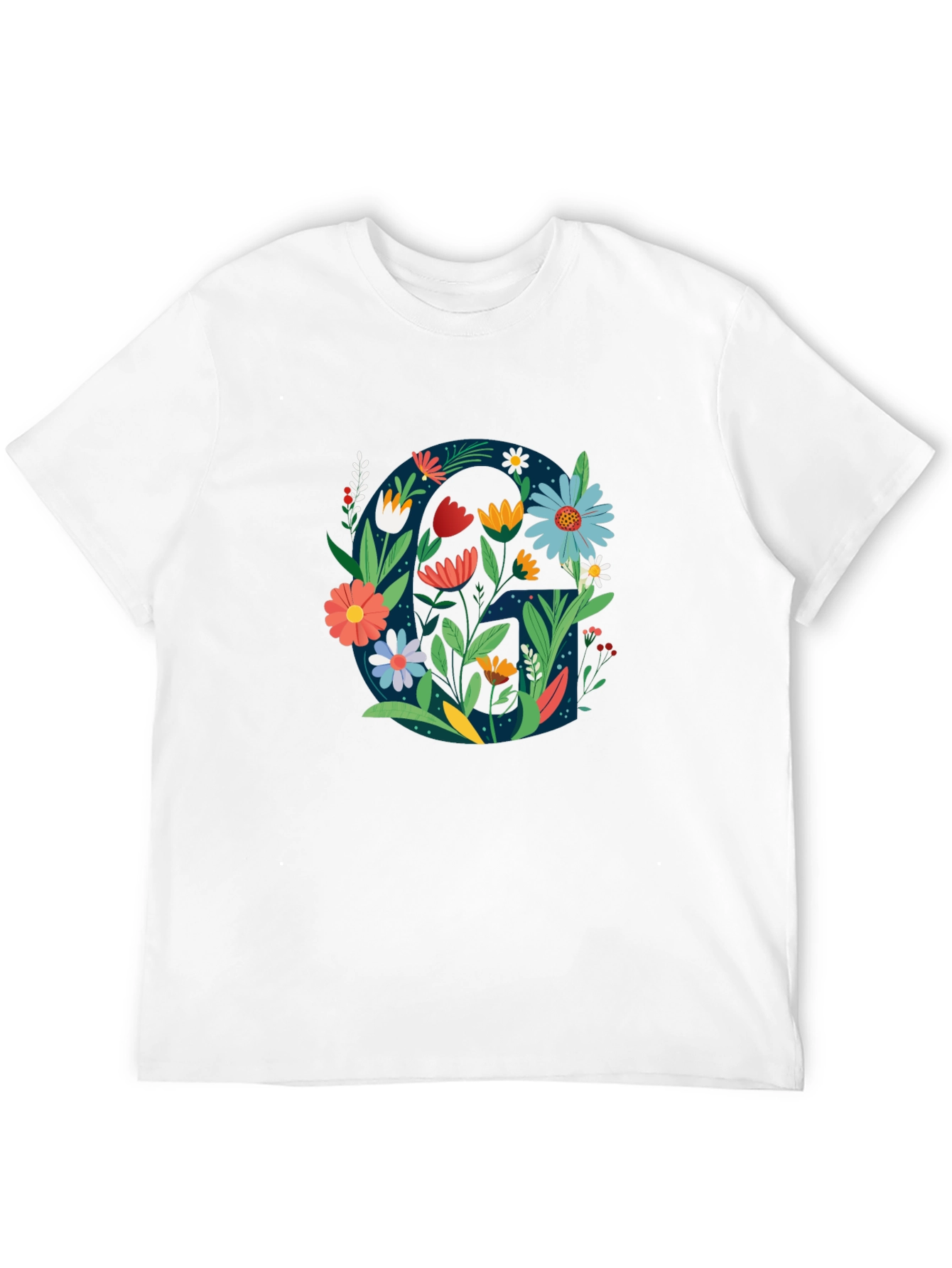Floral Letter G Graphic Tee - Unique Design