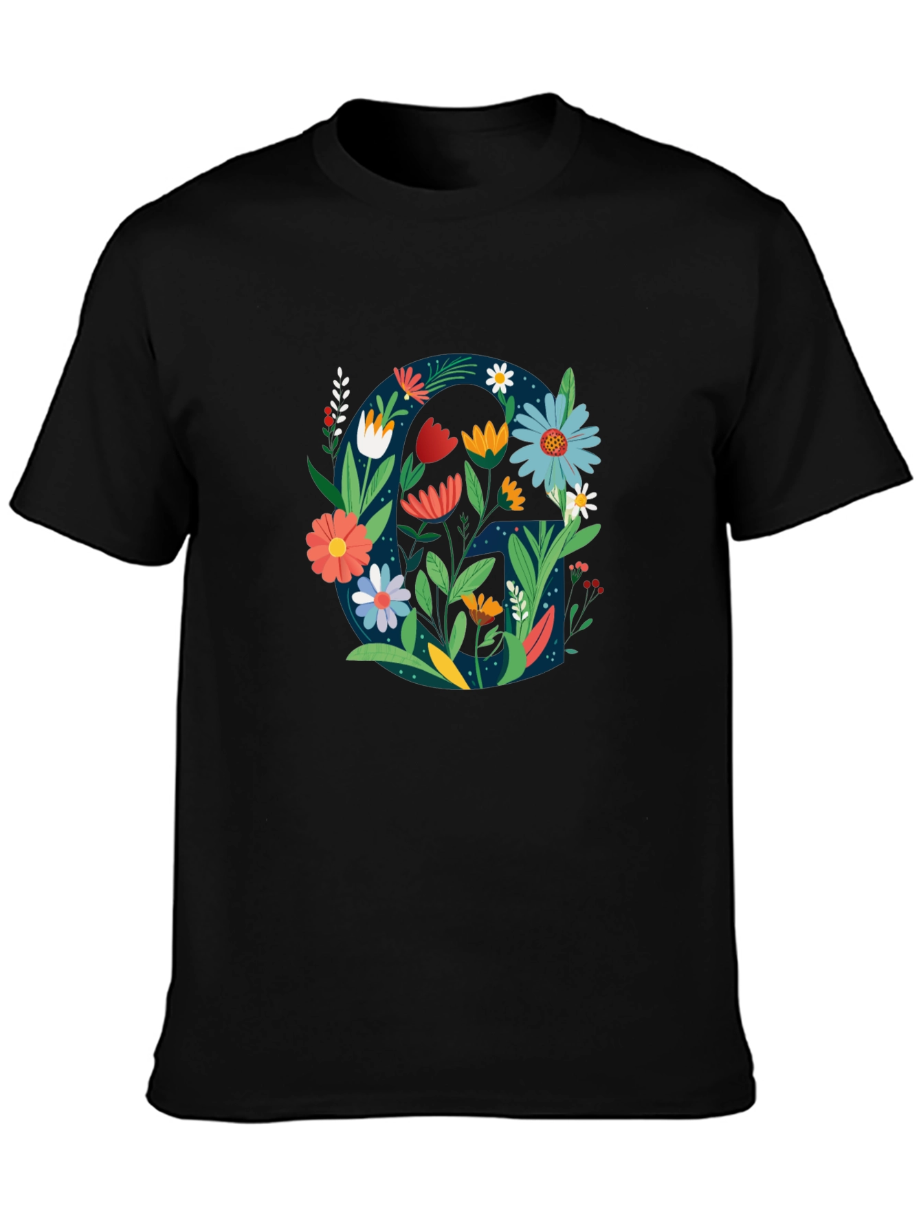 Floral Letter G Graphic Tee - Unique Design