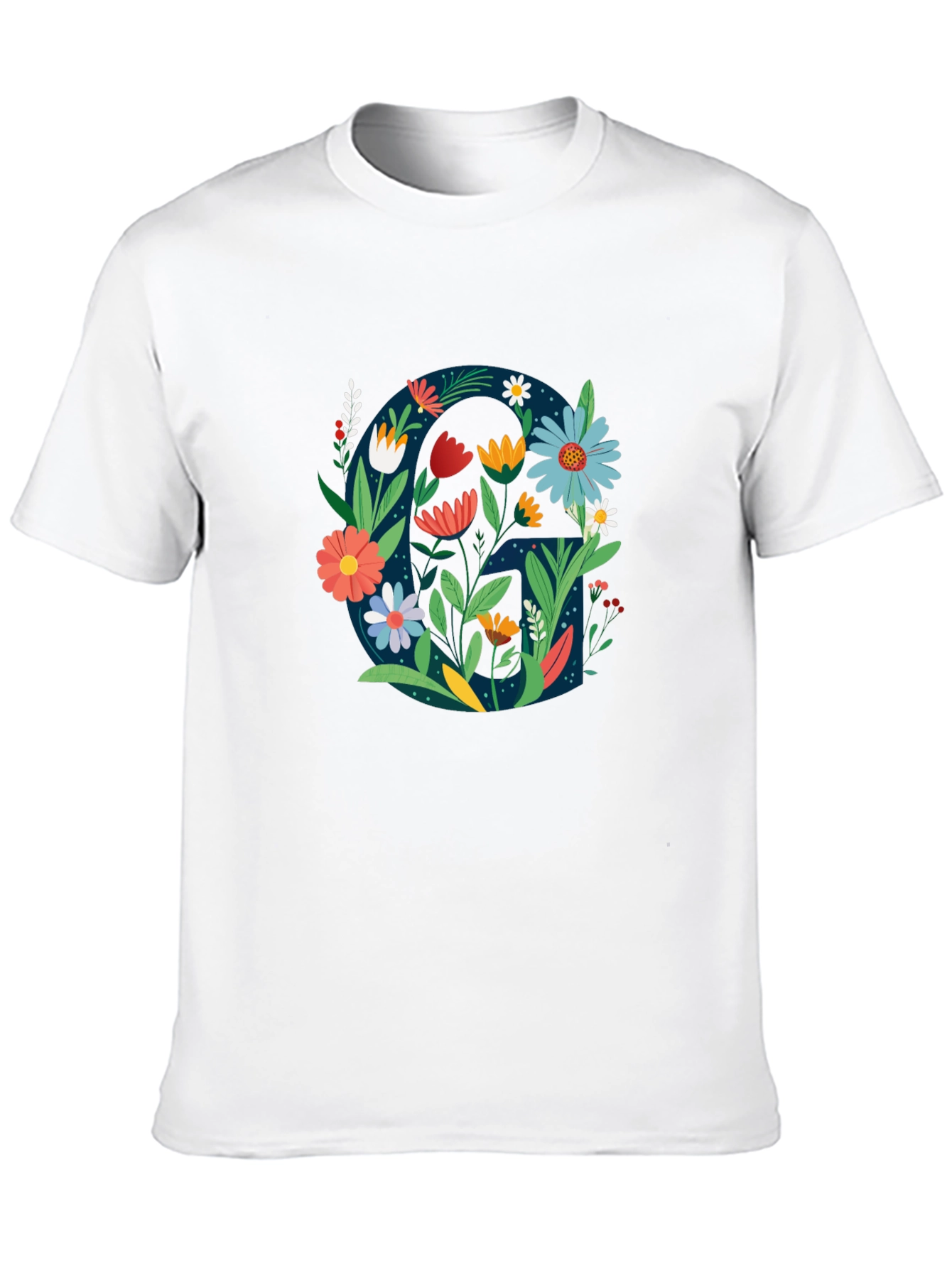 Floral Letter G Graphic Tee - Unique Design
