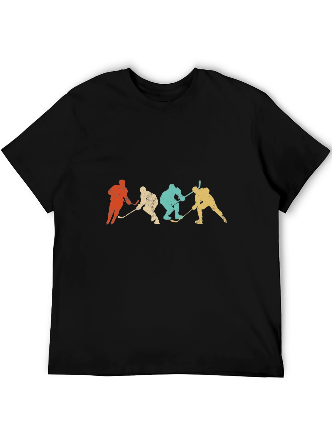 Retro Hockey Silhouette Graphic Tee - Black