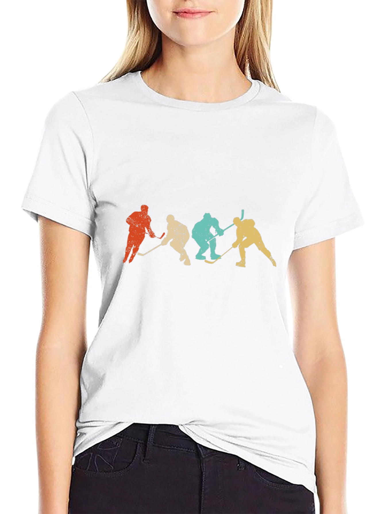 Retro Hockey Silhouette Graphic Tee - Black