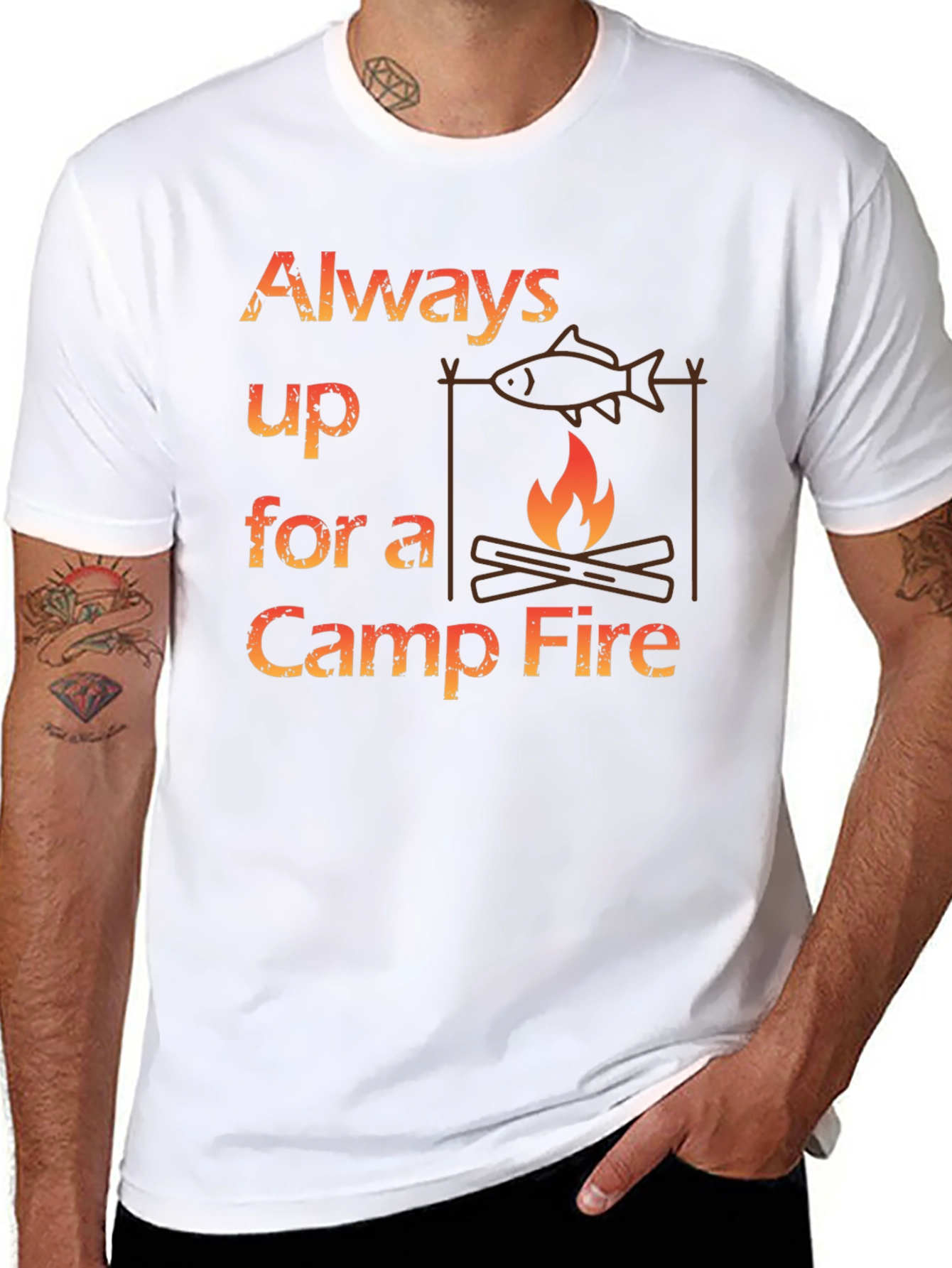 Always Up For a Camp Fire Graphic T-Shirt