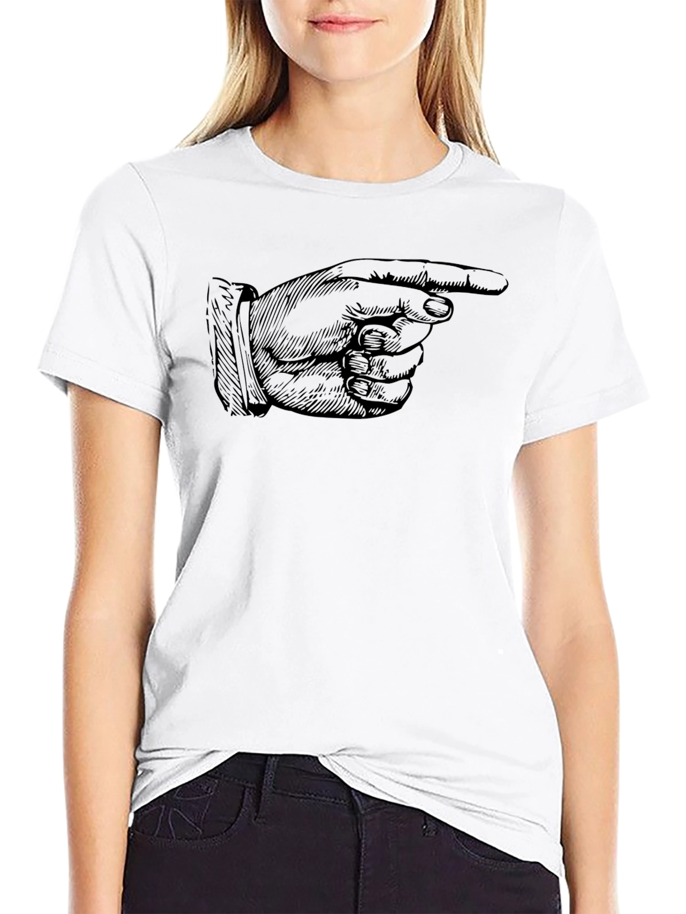 Pointing Finger Graphic Tee - Bold Black Shirt