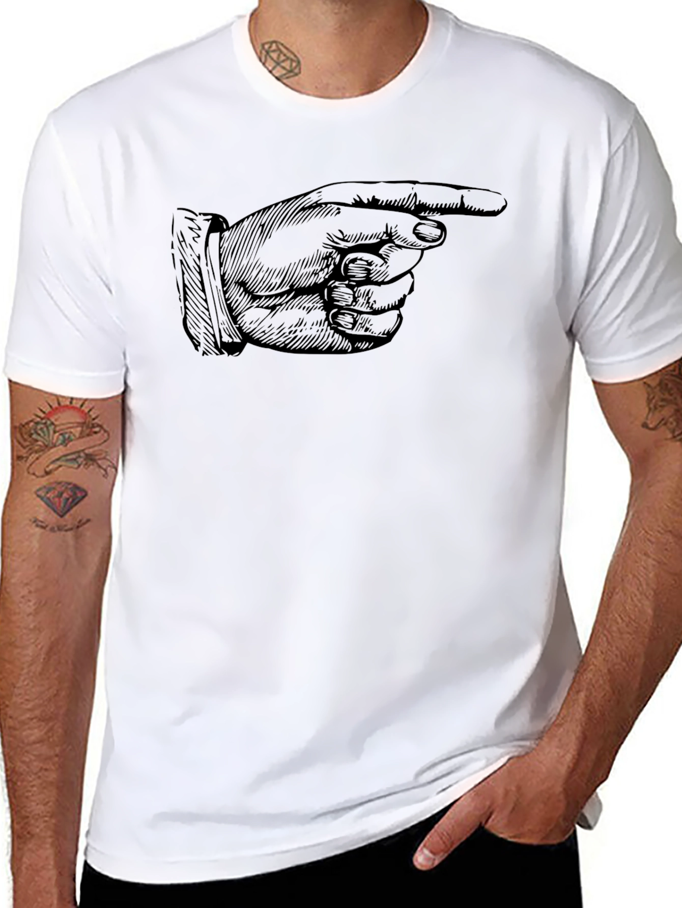 Pointing Finger Graphic Tee - Bold Black Shirt