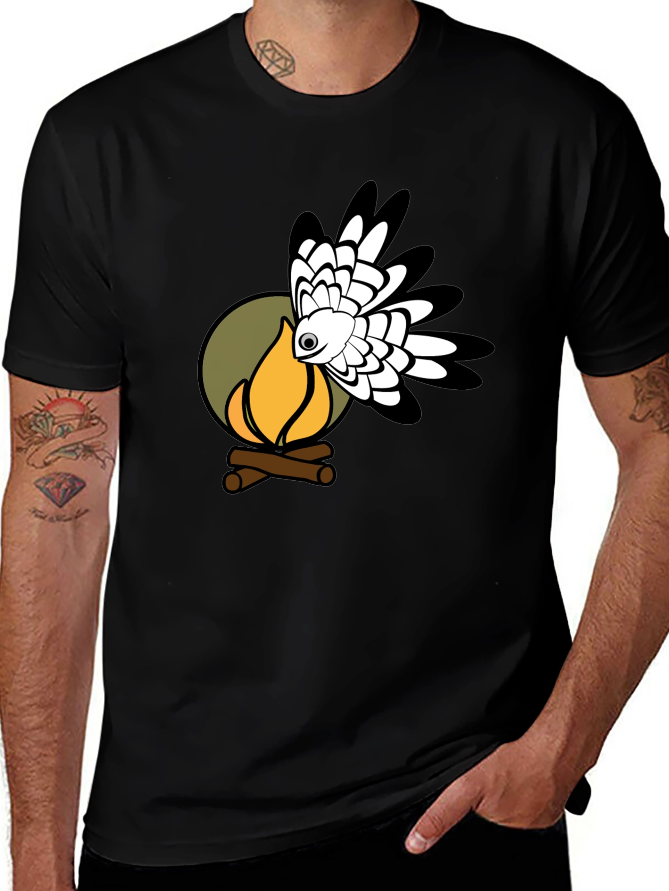Campfire Hawk Graphic T-Shirt