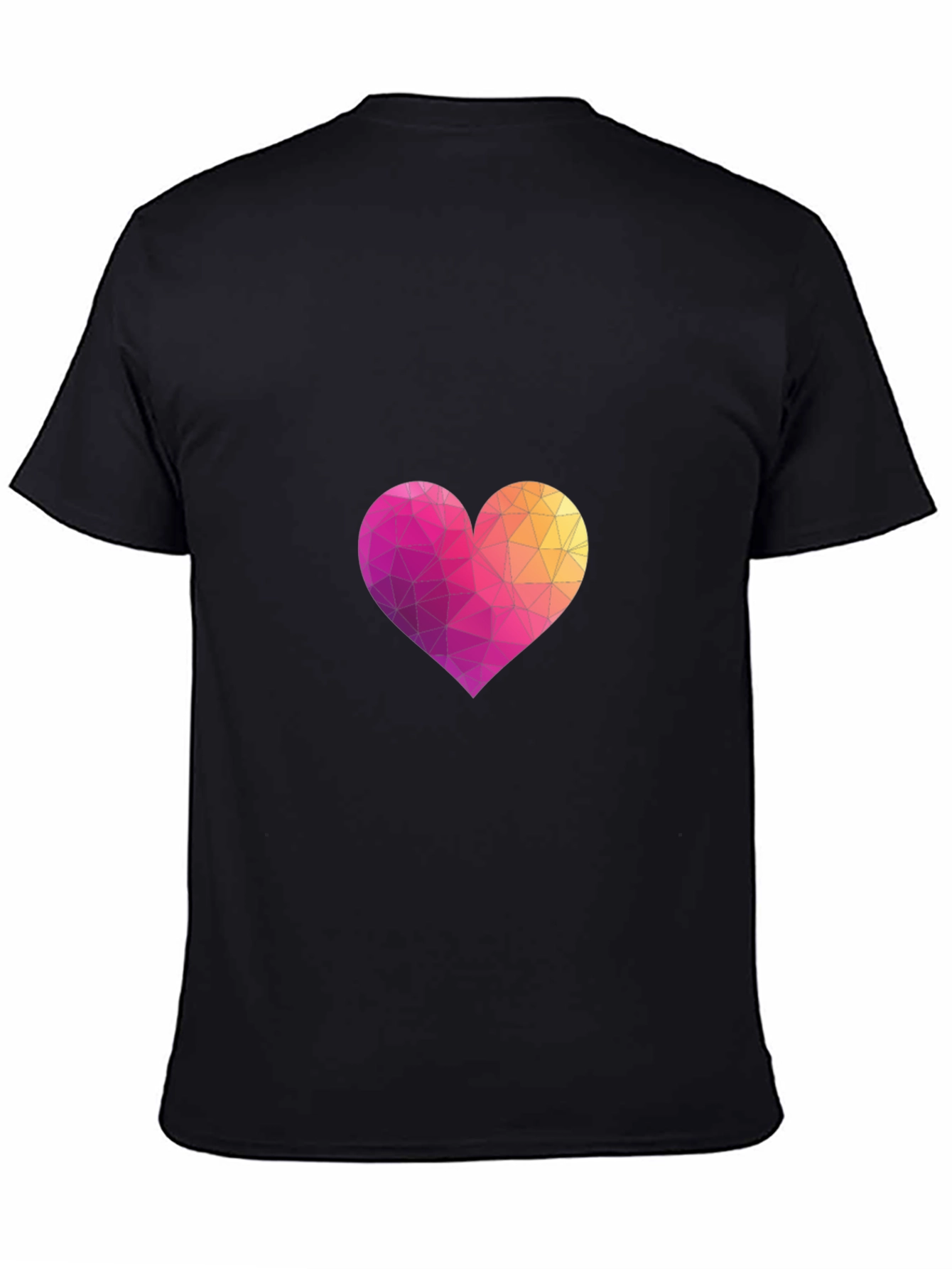 Geometric Heart Graphic Black T-Shirt
