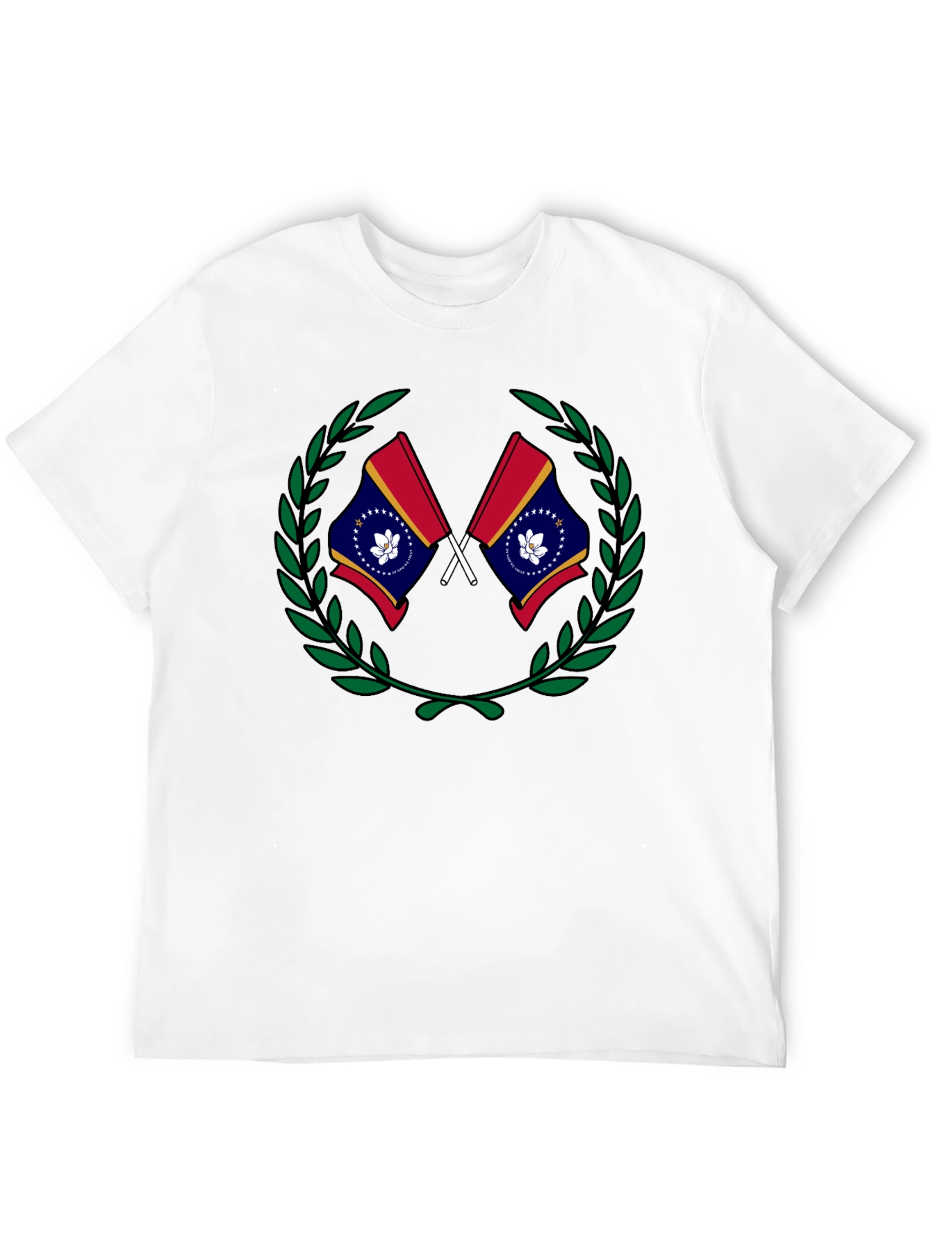 Mississippi Flag Laurel Wreath Black T-Shirt