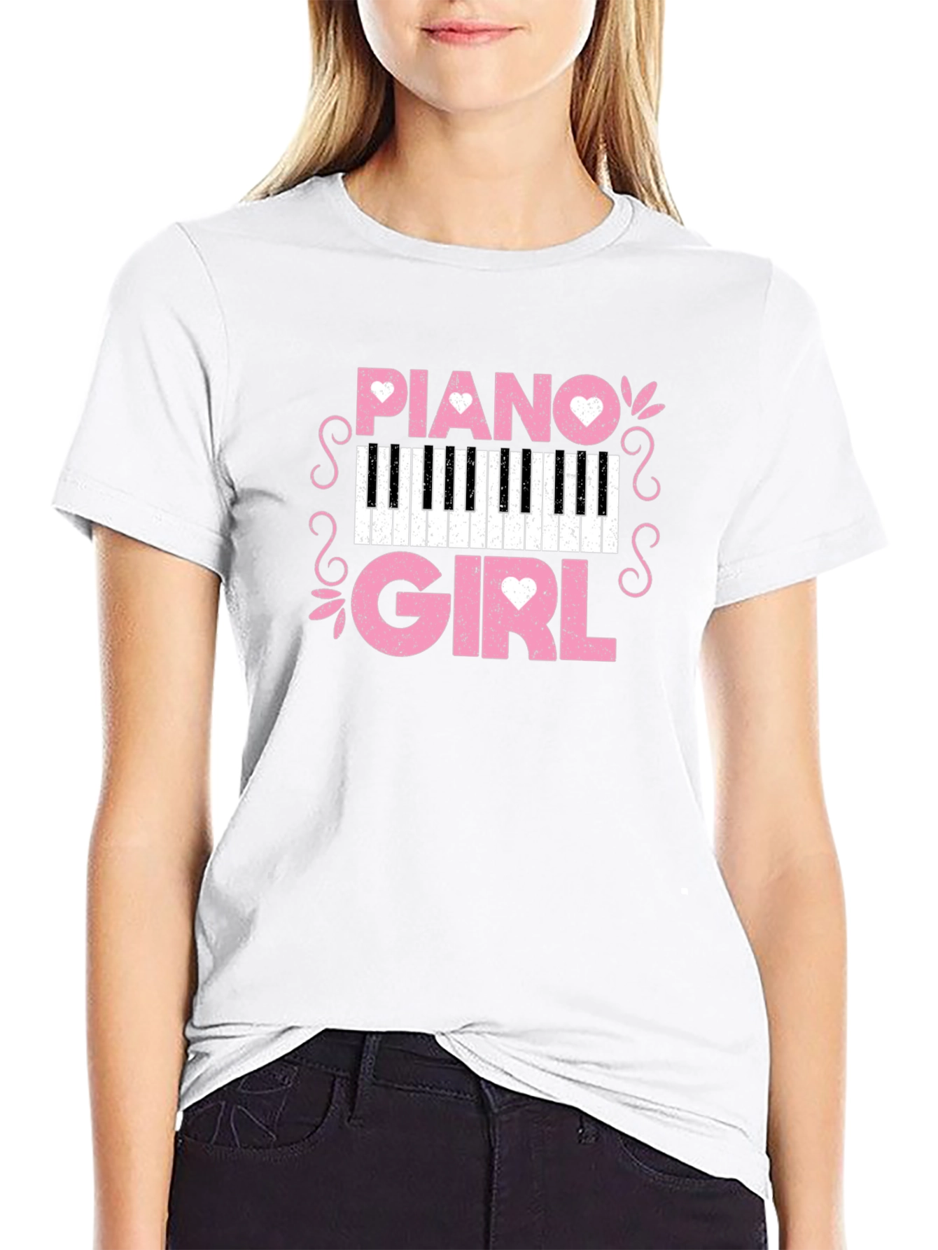 Piano Girl Graphic Tee - Music Lover T-Shirt
