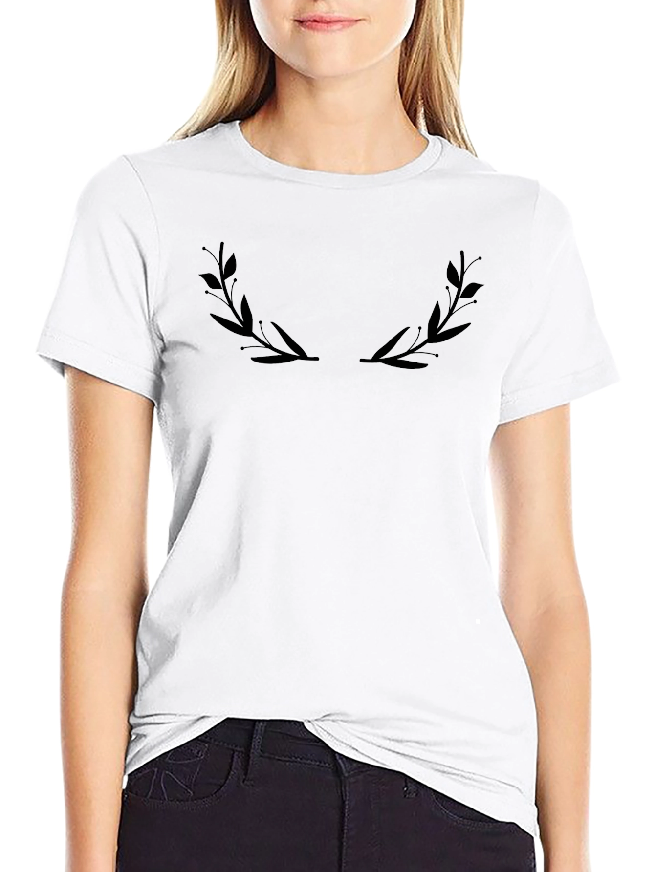 Mens Black Laurel Graphic Tee - Casual Comfort