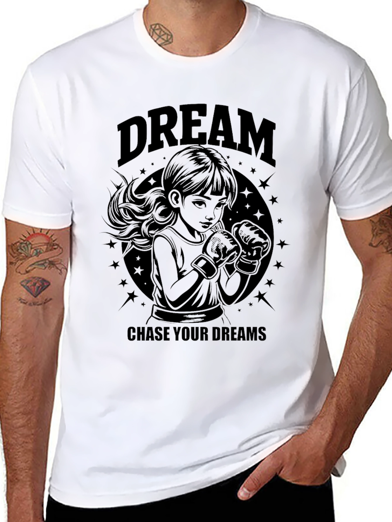 Dream Chaser Graphic Tee - Stylish Black Cotton T-Shirt