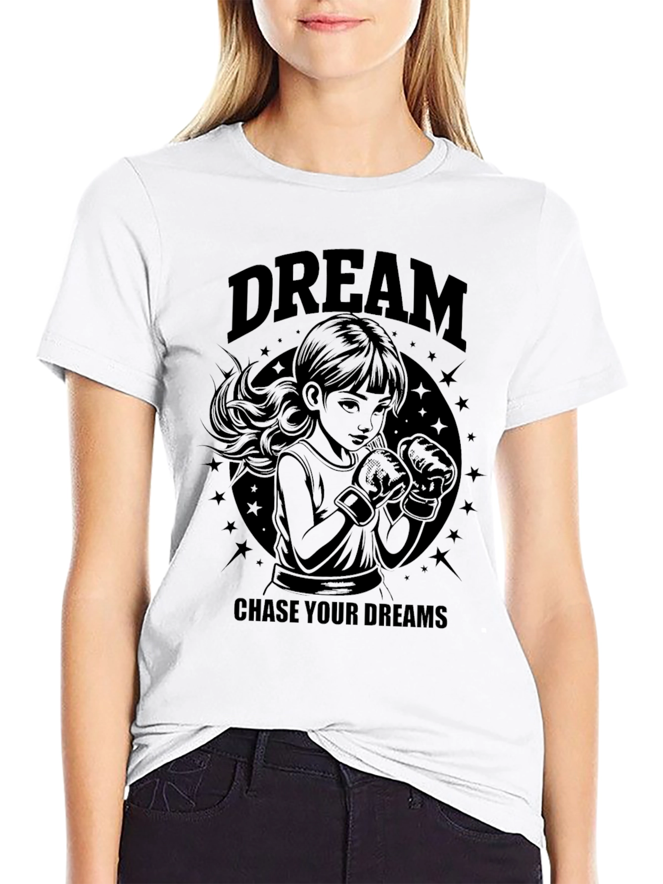 Dream Chaser Graphic Tee - Stylish Black Cotton T-Shirt