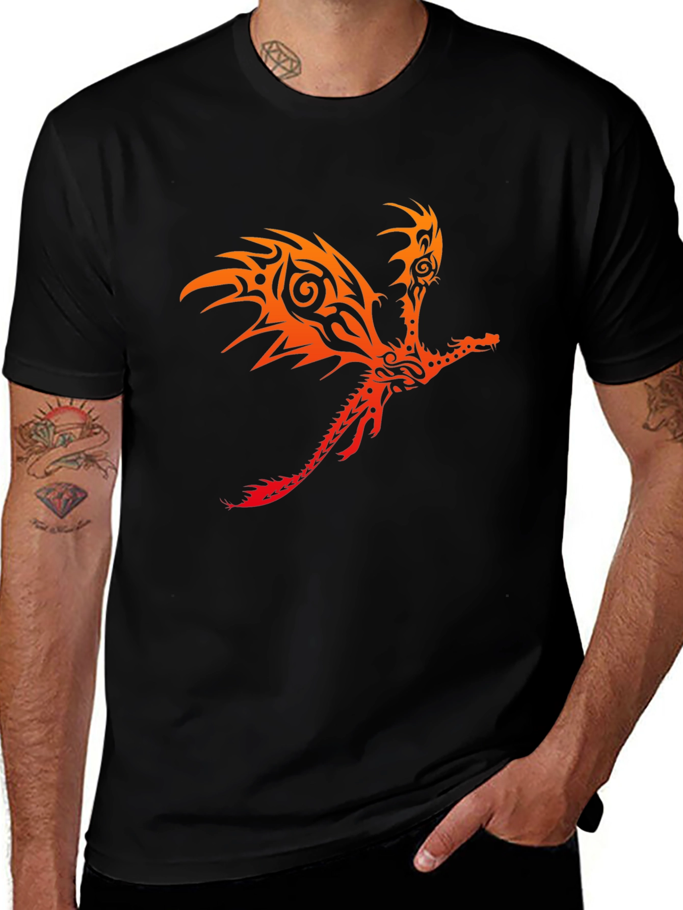 Tribal Dragon Graphic T-Shirt - Bold & Unique Design