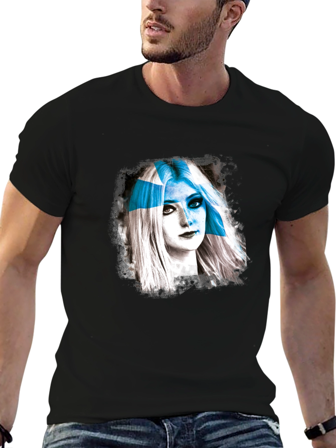 Abstract Woman Graphic T-Shirt - Black
