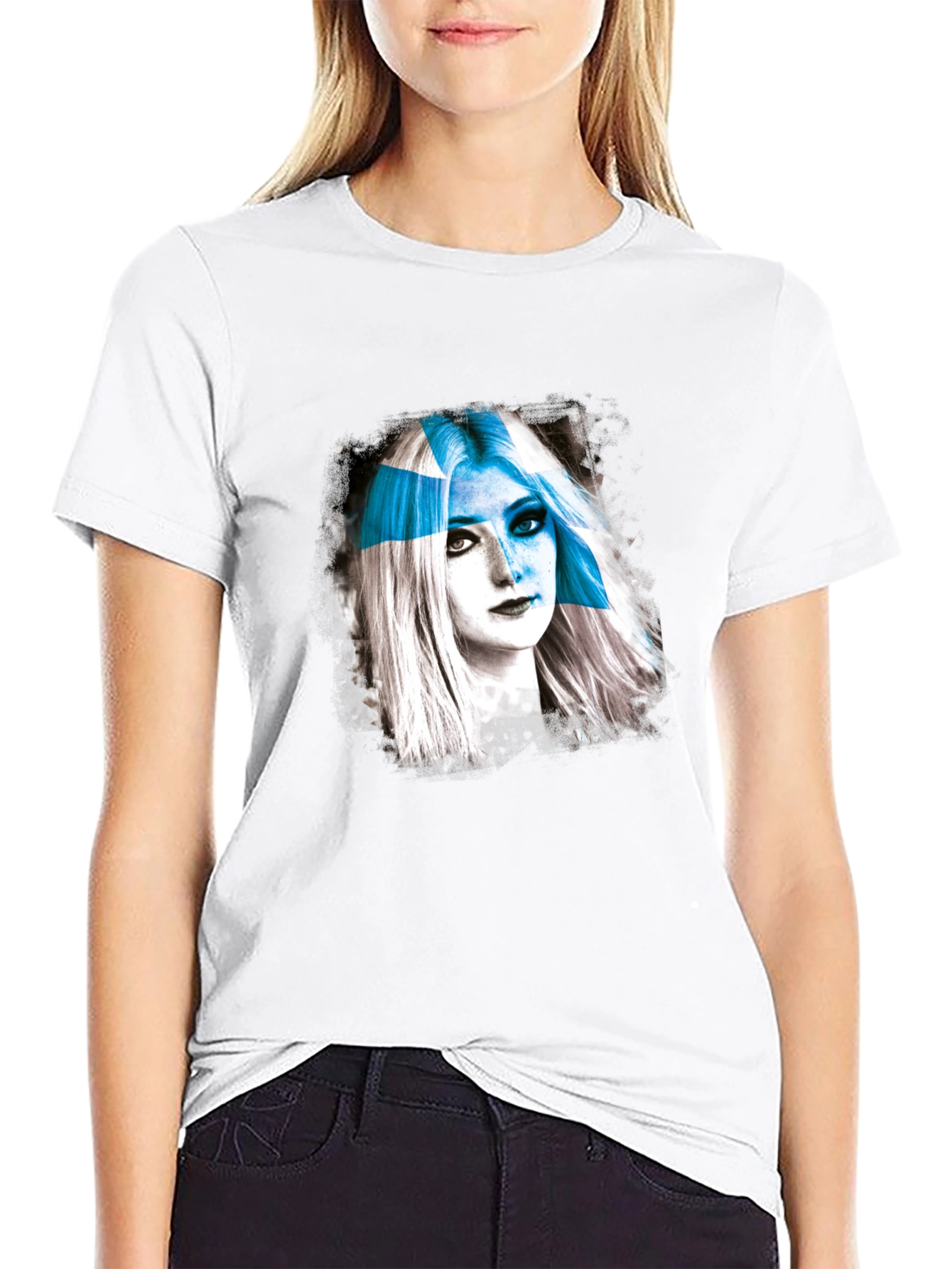 Abstract Woman Graphic T-Shirt - Black
