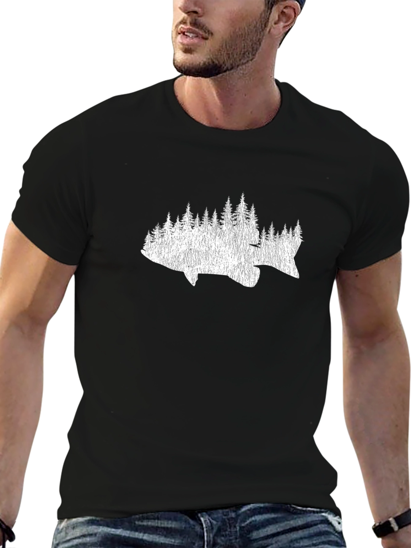 Fish & Trees Graphic Tee - Black