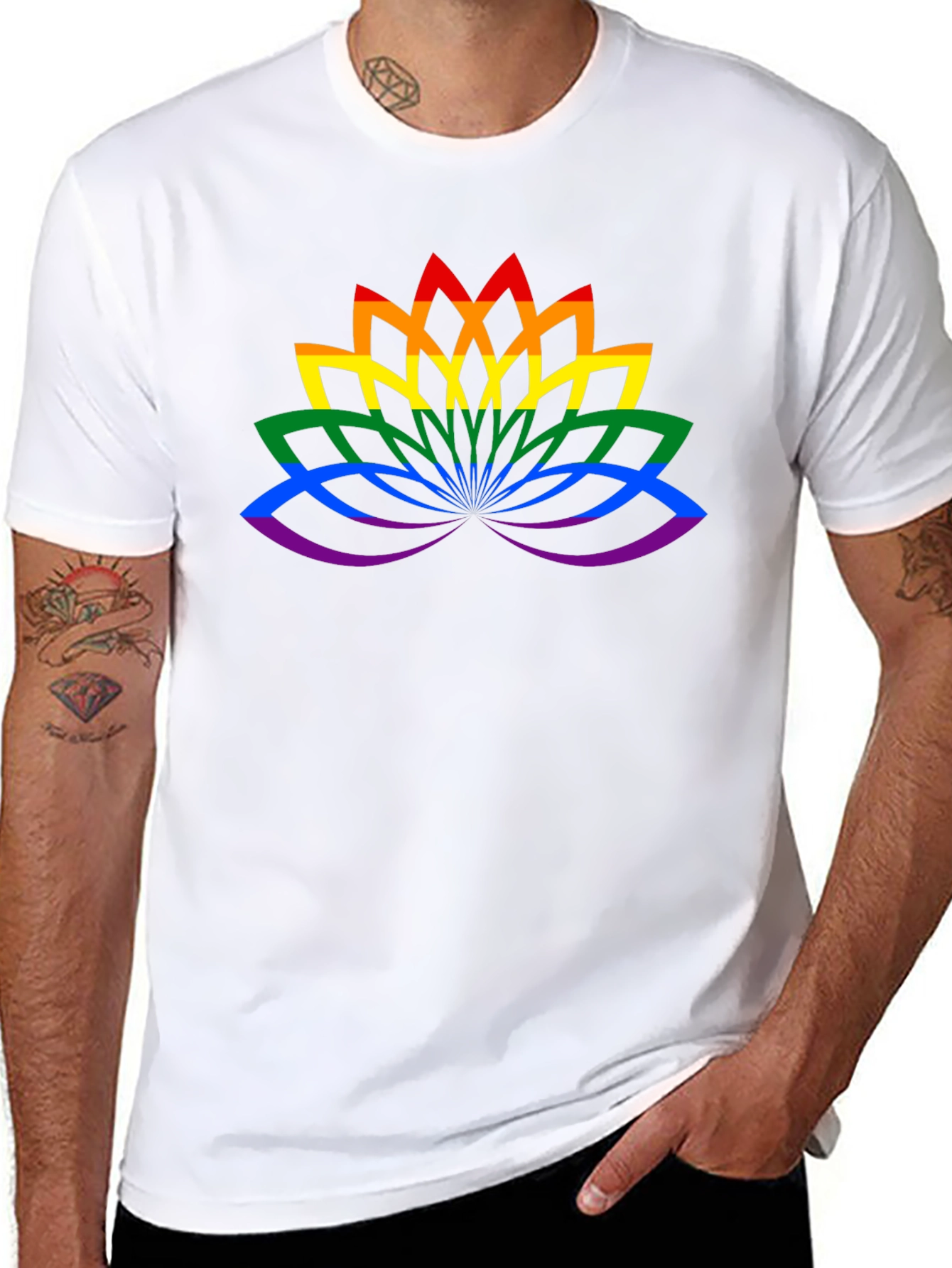 LGBT Pride Lotus Flower Black T-Shirt