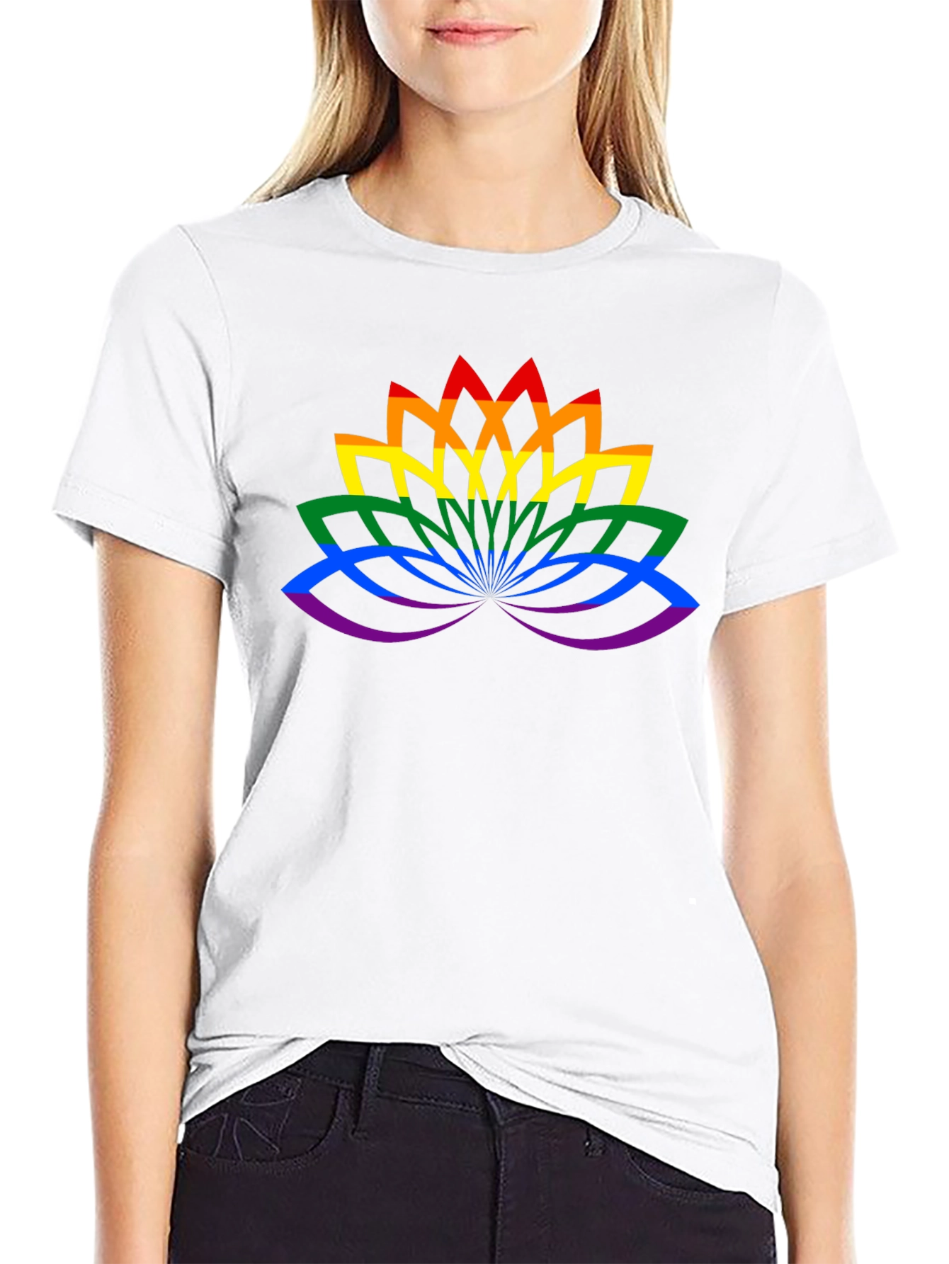 LGBT Pride Lotus Flower Black T-Shirt