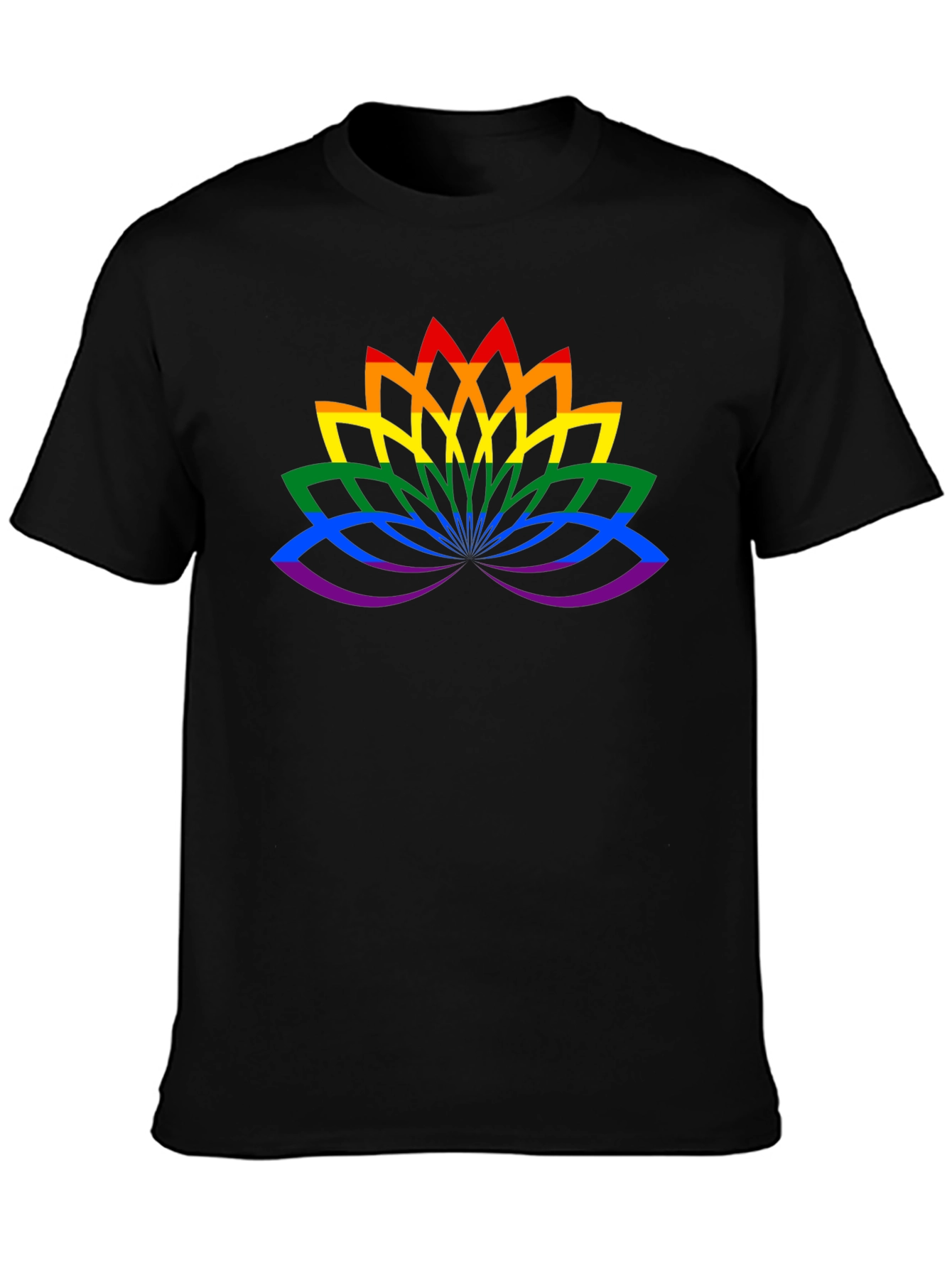 LGBT Pride Lotus Flower Black T-Shirt