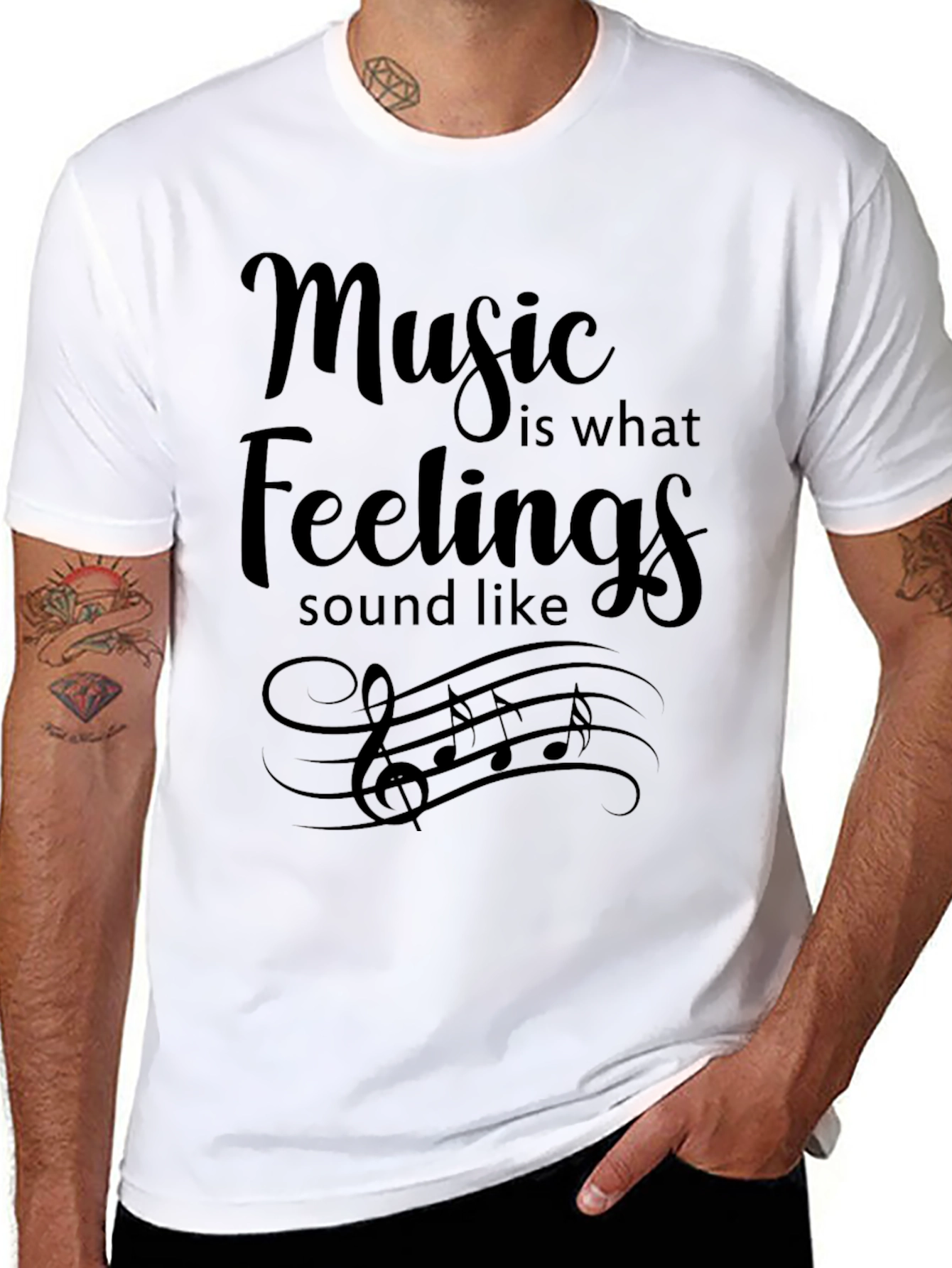 Music is What Feelings Sound Like Black T-Shirt