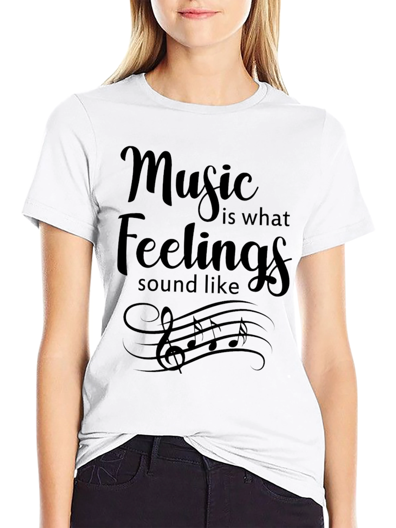 Music is What Feelings Sound Like Black T-Shirt