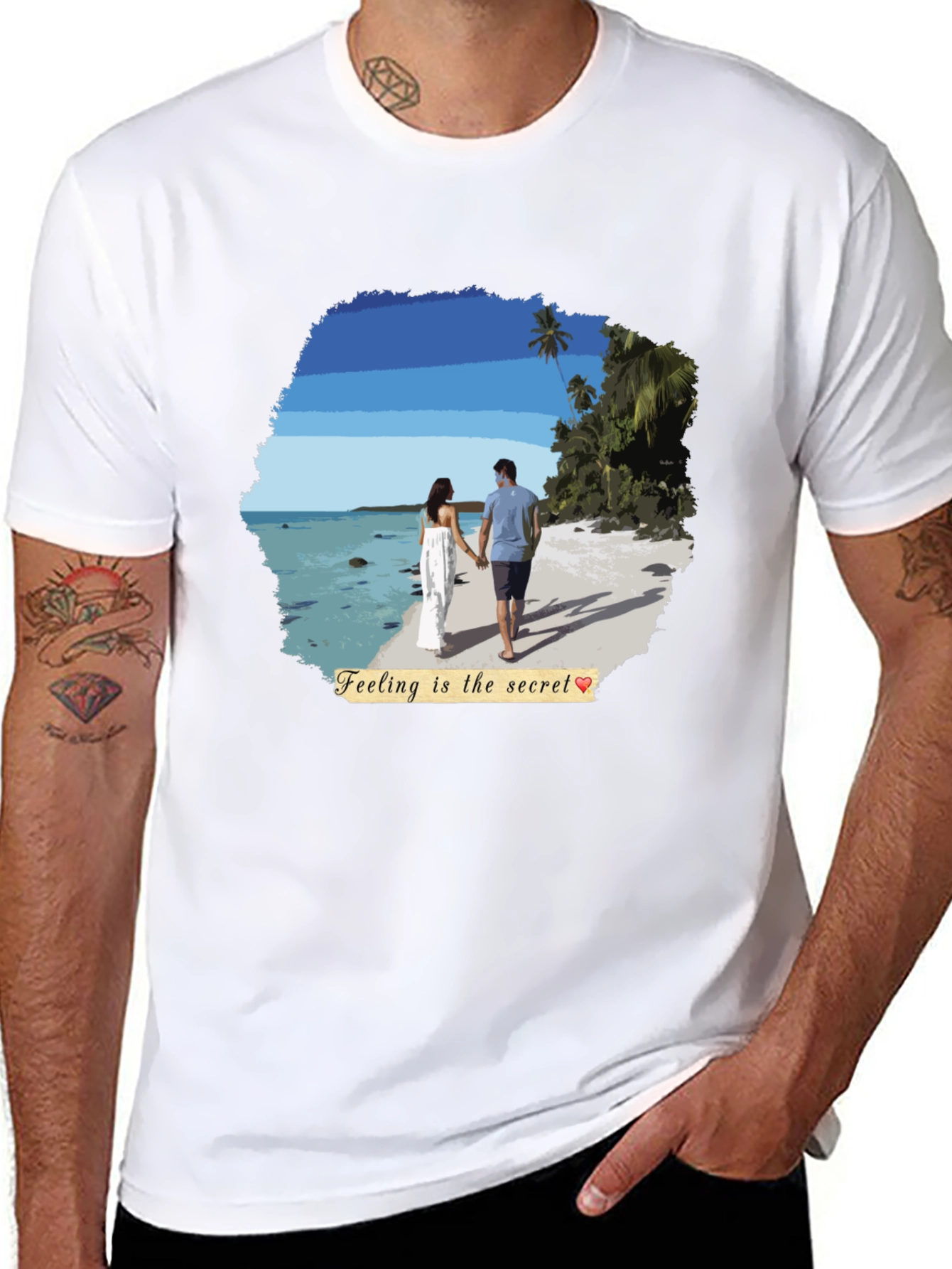 Beach Couple T-Shirt: Feeling Is The Secret