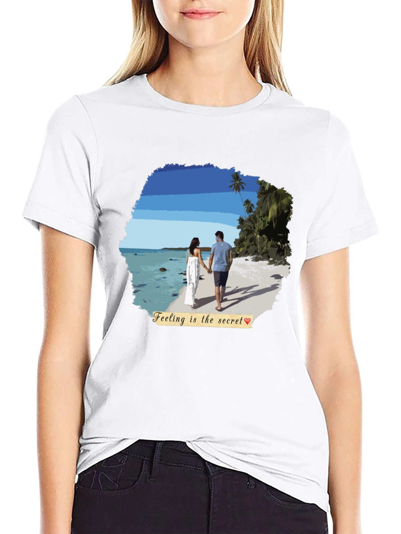 Beach Couple T-Shirt: Feeling Is The Secret