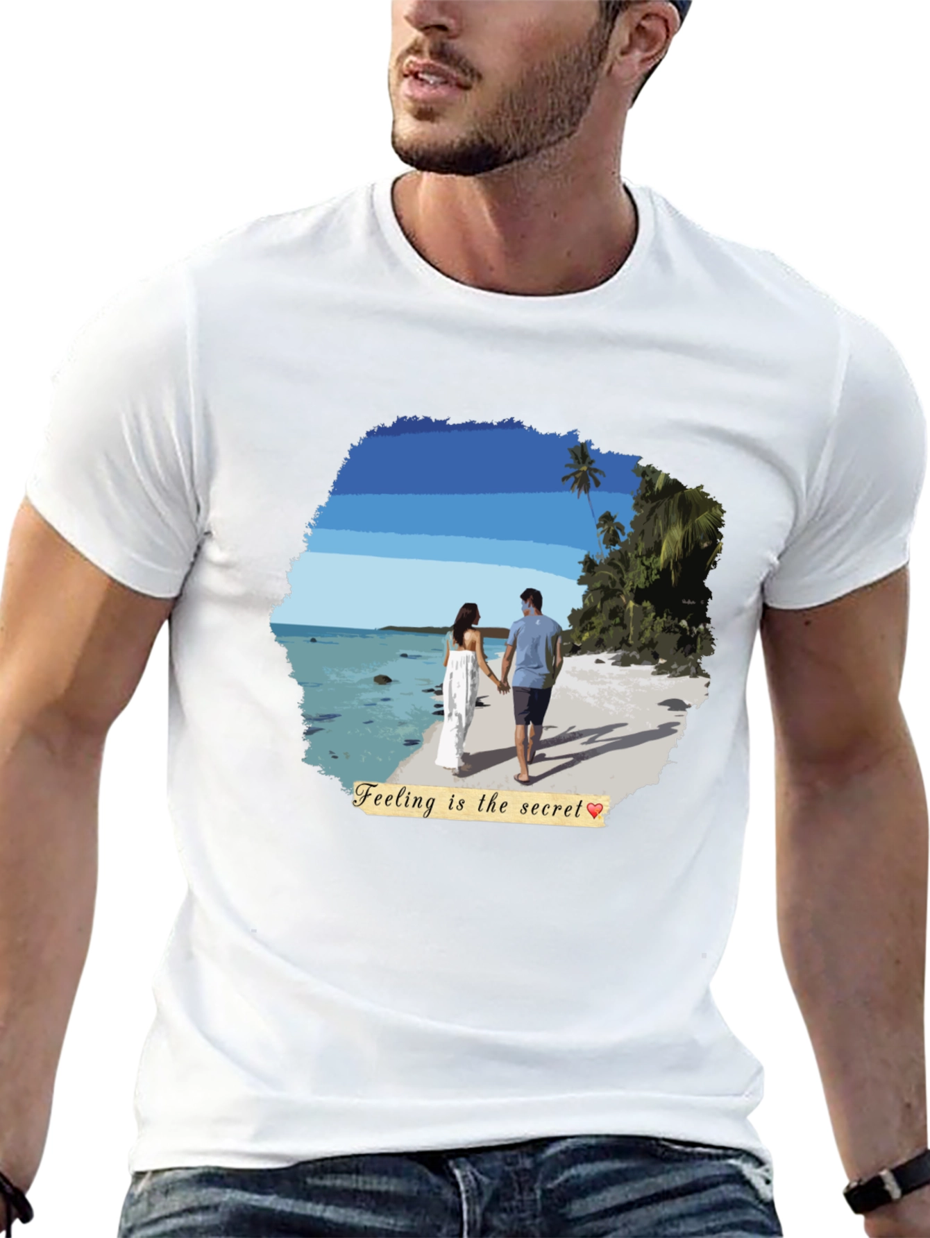 Beach Couple T-Shirt: Feeling Is The Secret