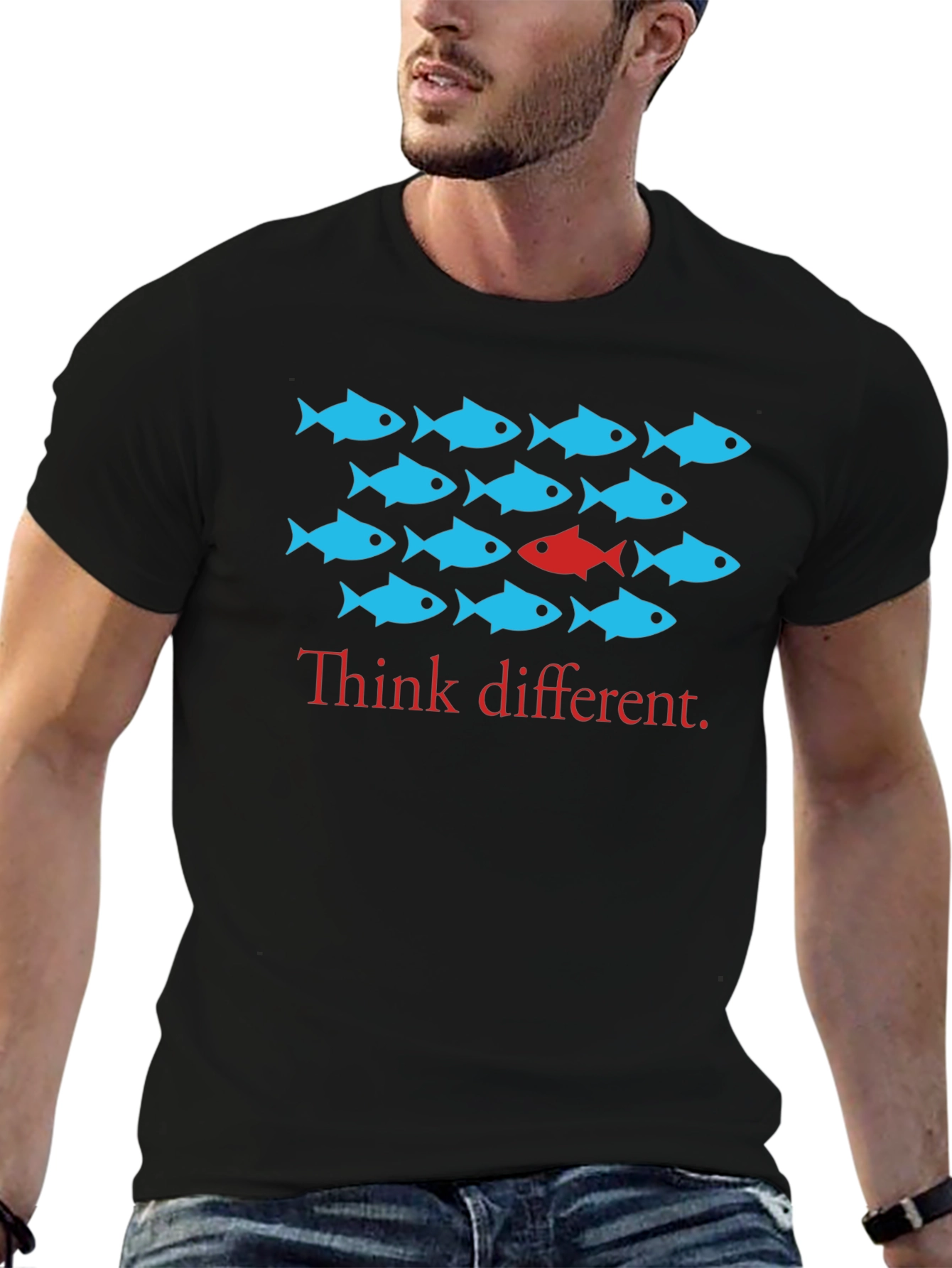 Think Different Fish Graphic Tee - Stand Out Style