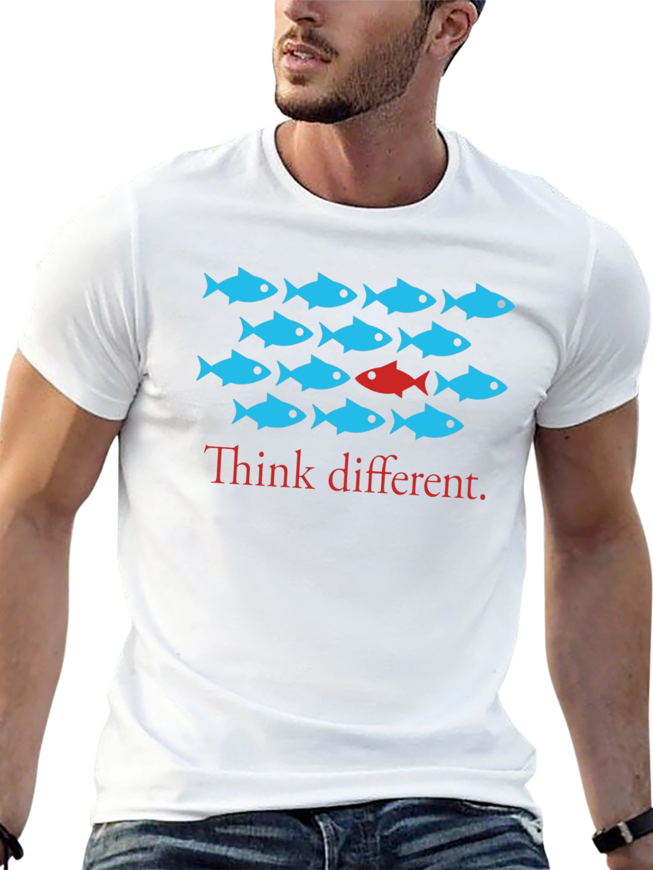Think Different Fish Graphic Tee - Stand Out Style