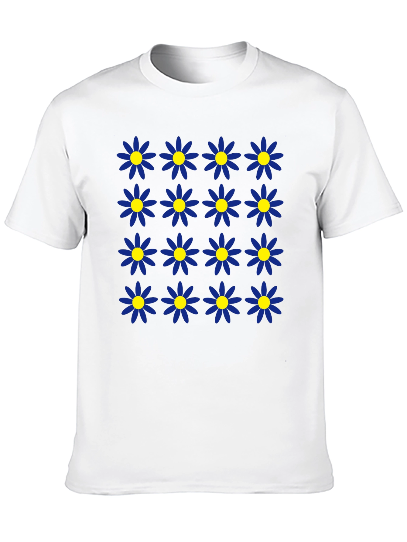 Daisy Pattern Black T-Shirt