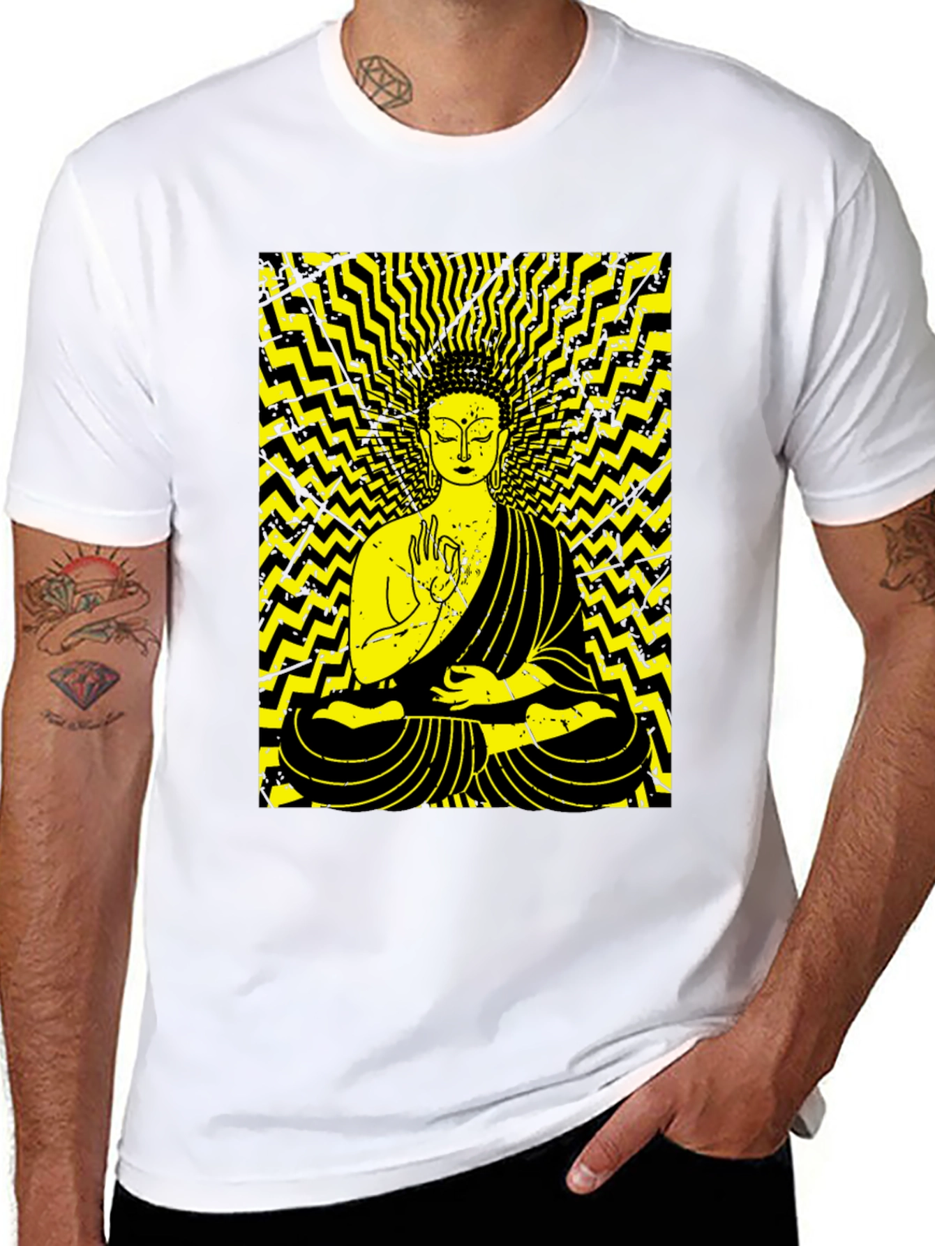 Buddha Graphic Print Black T-Shirt