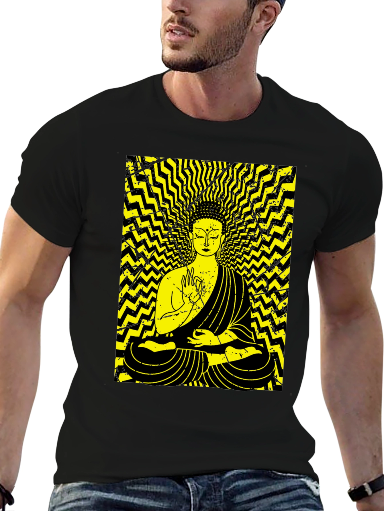 Buddha Graphic Print Black T-Shirt