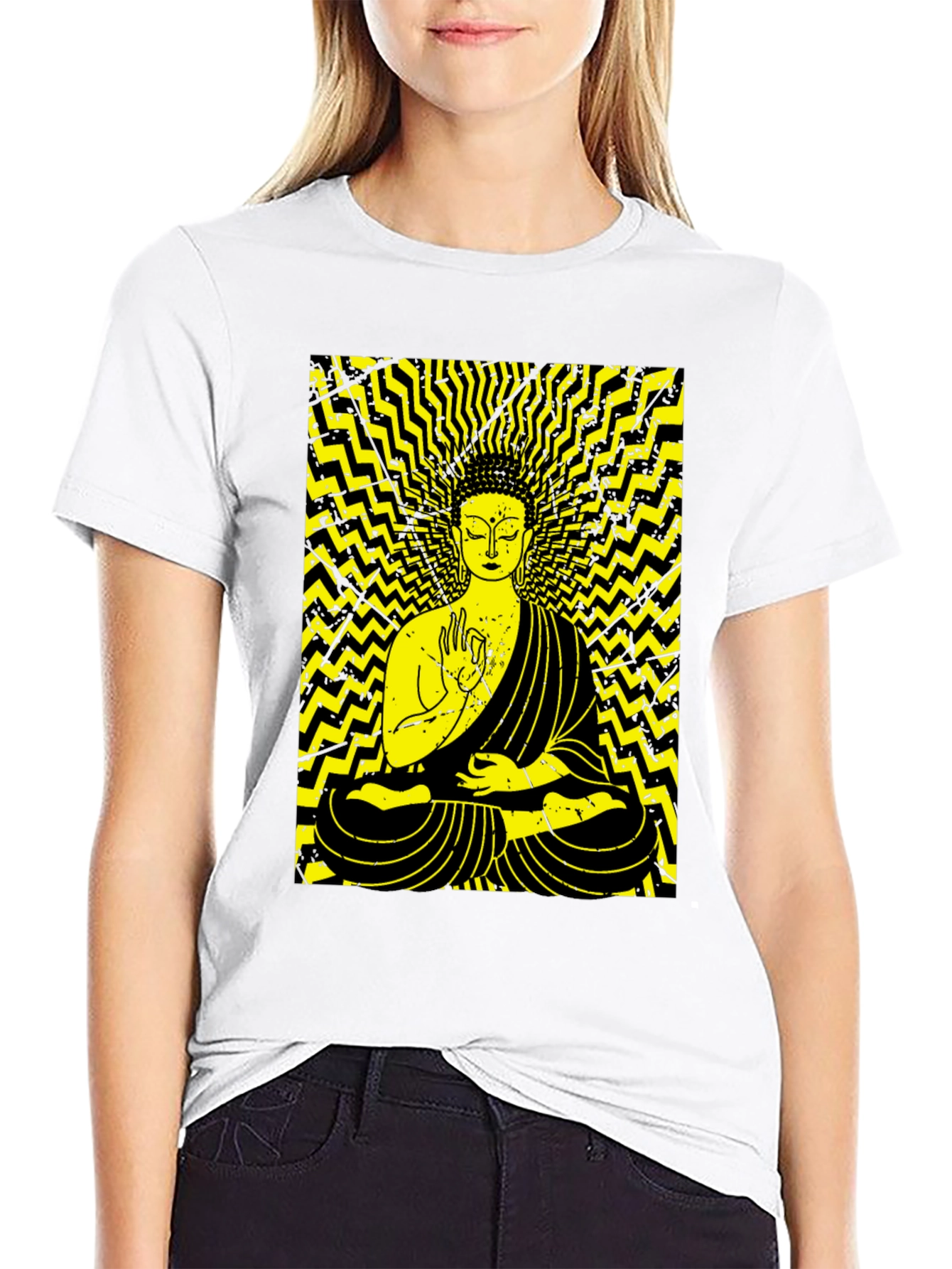 Buddha Graphic Print Black T-Shirt