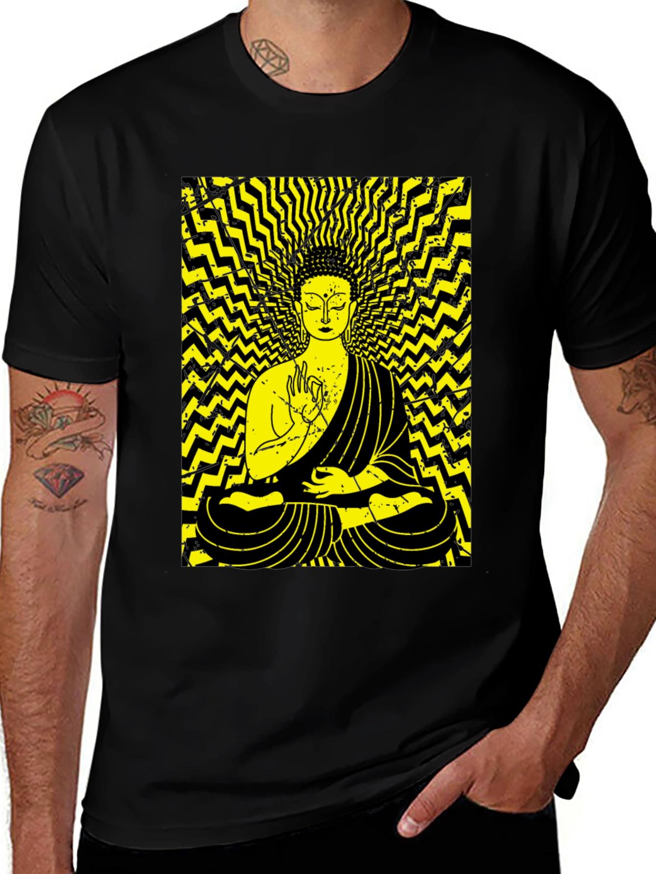 Buddha Graphic Print Black T-Shirt