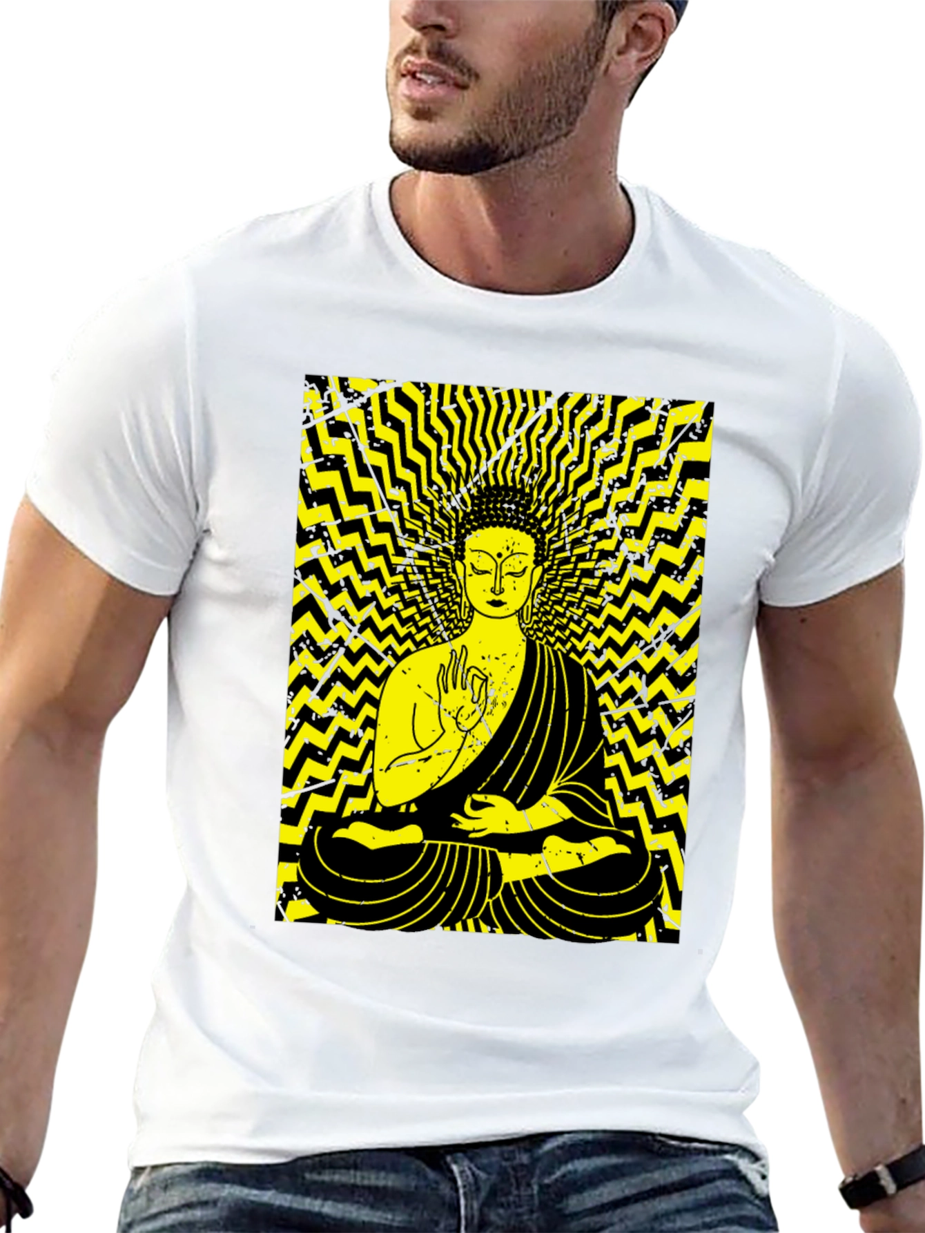 Buddha Graphic Print Black T-Shirt