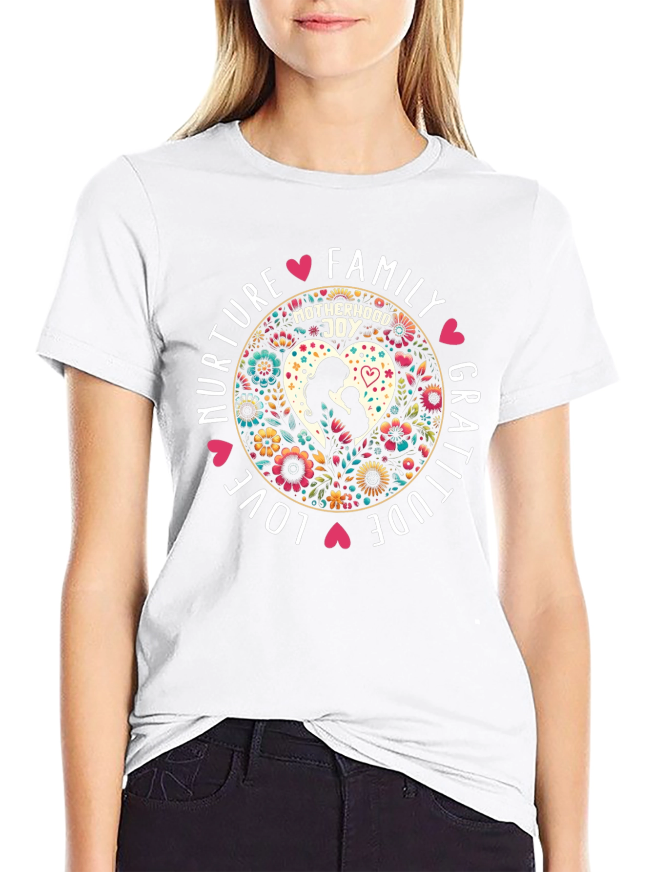 Motherhood Joy Black Graphic T-Shirt