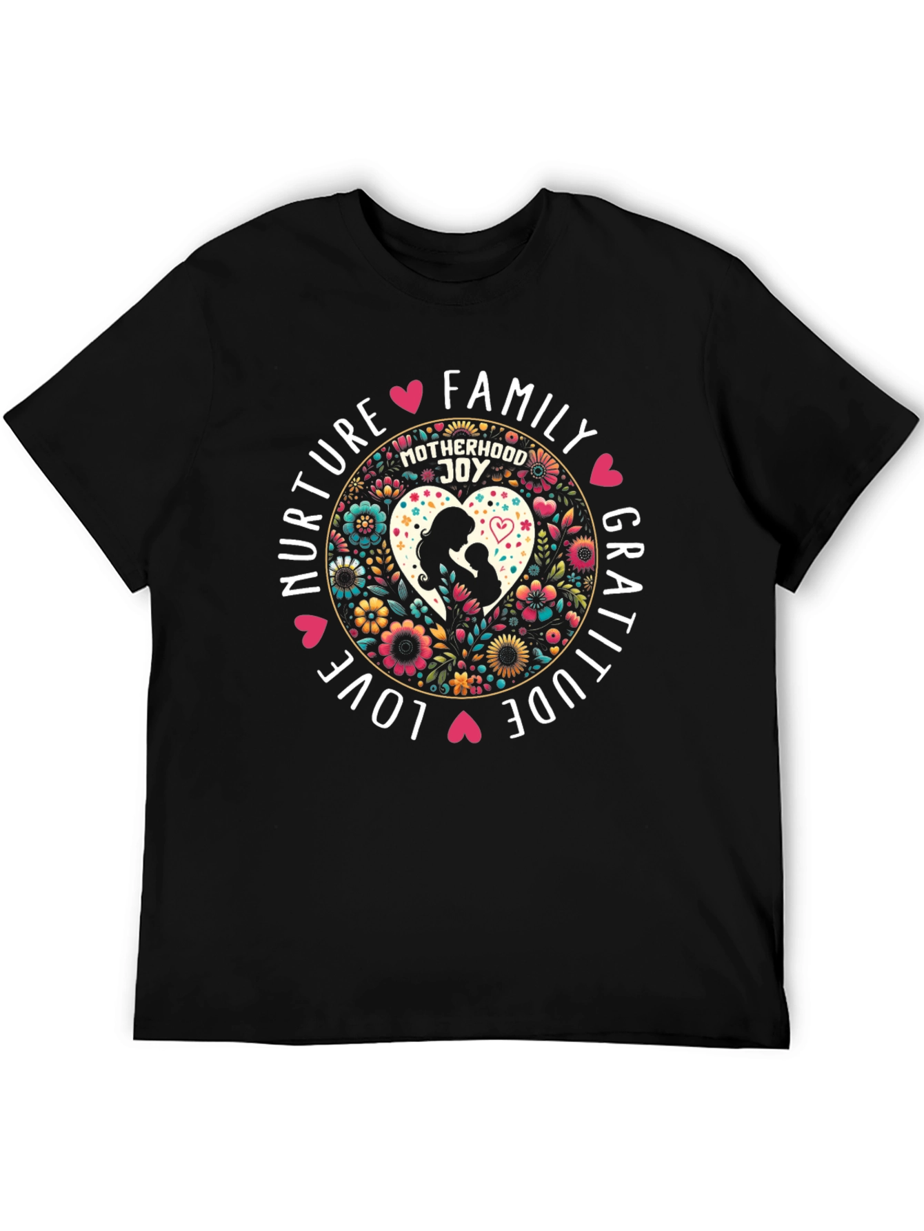 Motherhood Joy Black Graphic T-Shirt