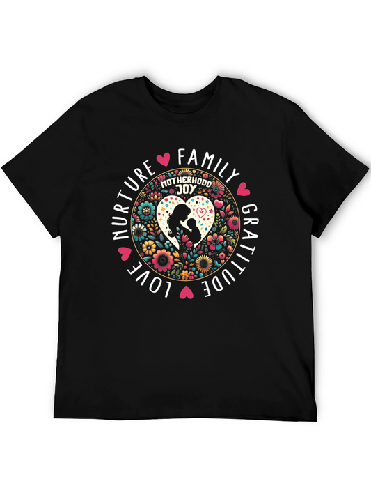 Motherhood Joy Black Graphic T-Shirt