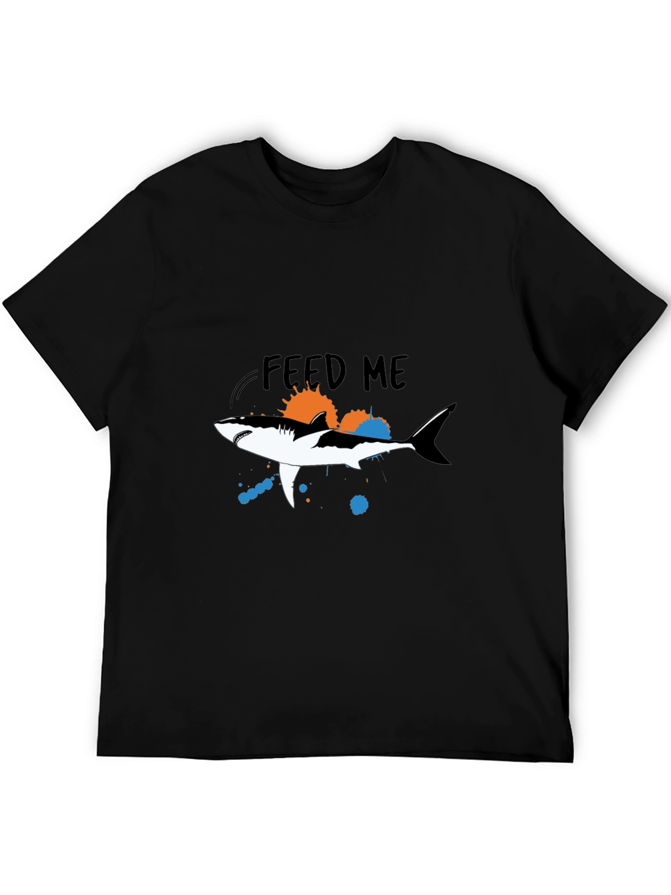 Feed Me Shark Graphic Tee - Mens Black T-Shirt