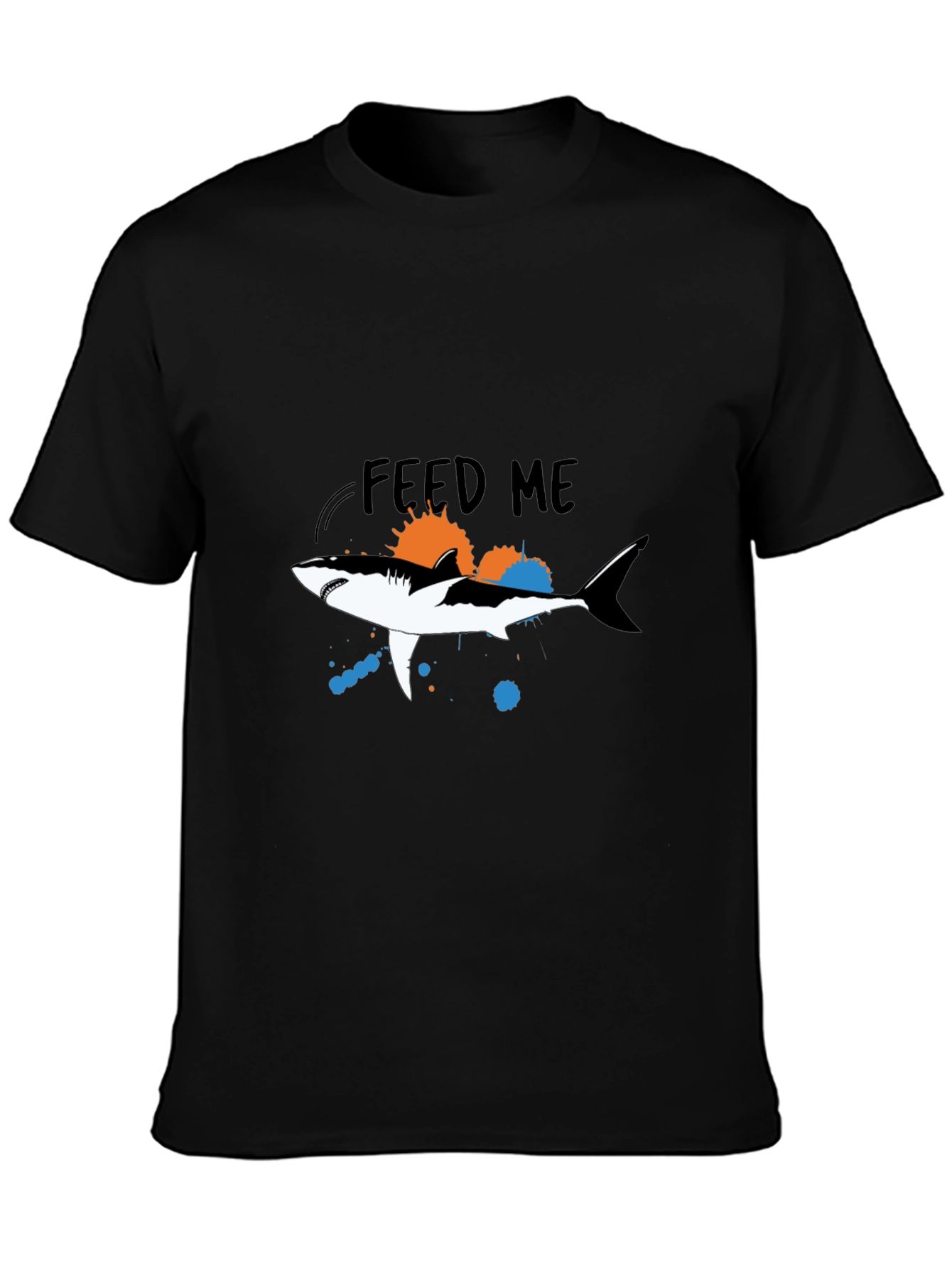 Feed Me Shark Graphic Tee - Mens Black T-Shirt