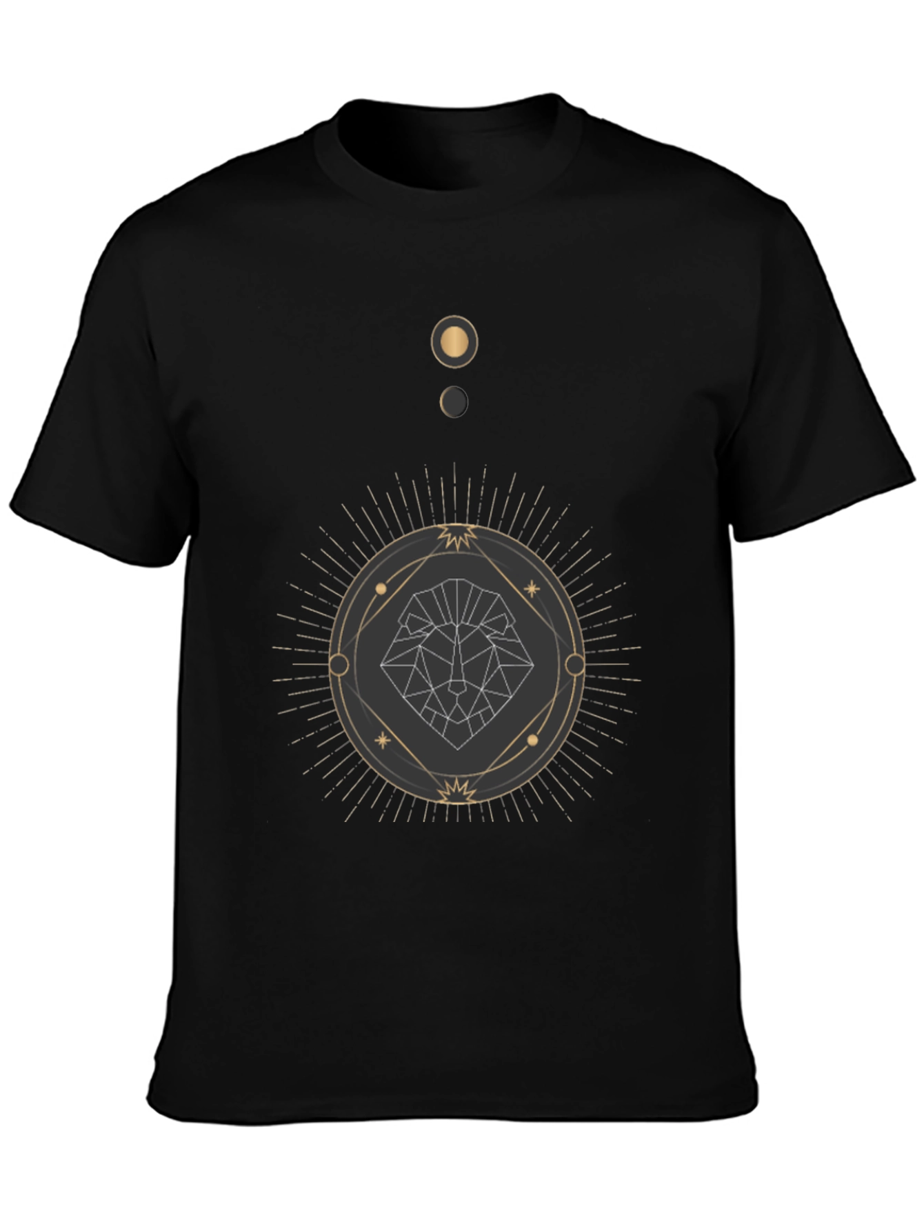 Geometric Lion Graphic Black T-Shirt