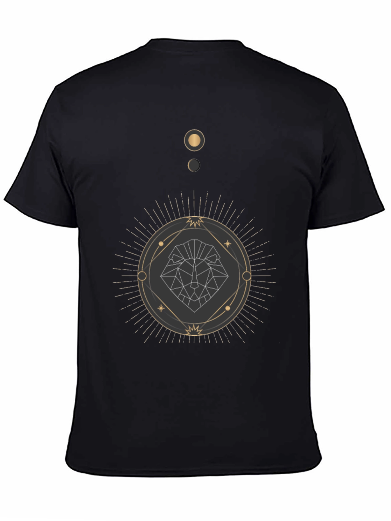Geometric Lion Graphic Black T-Shirt