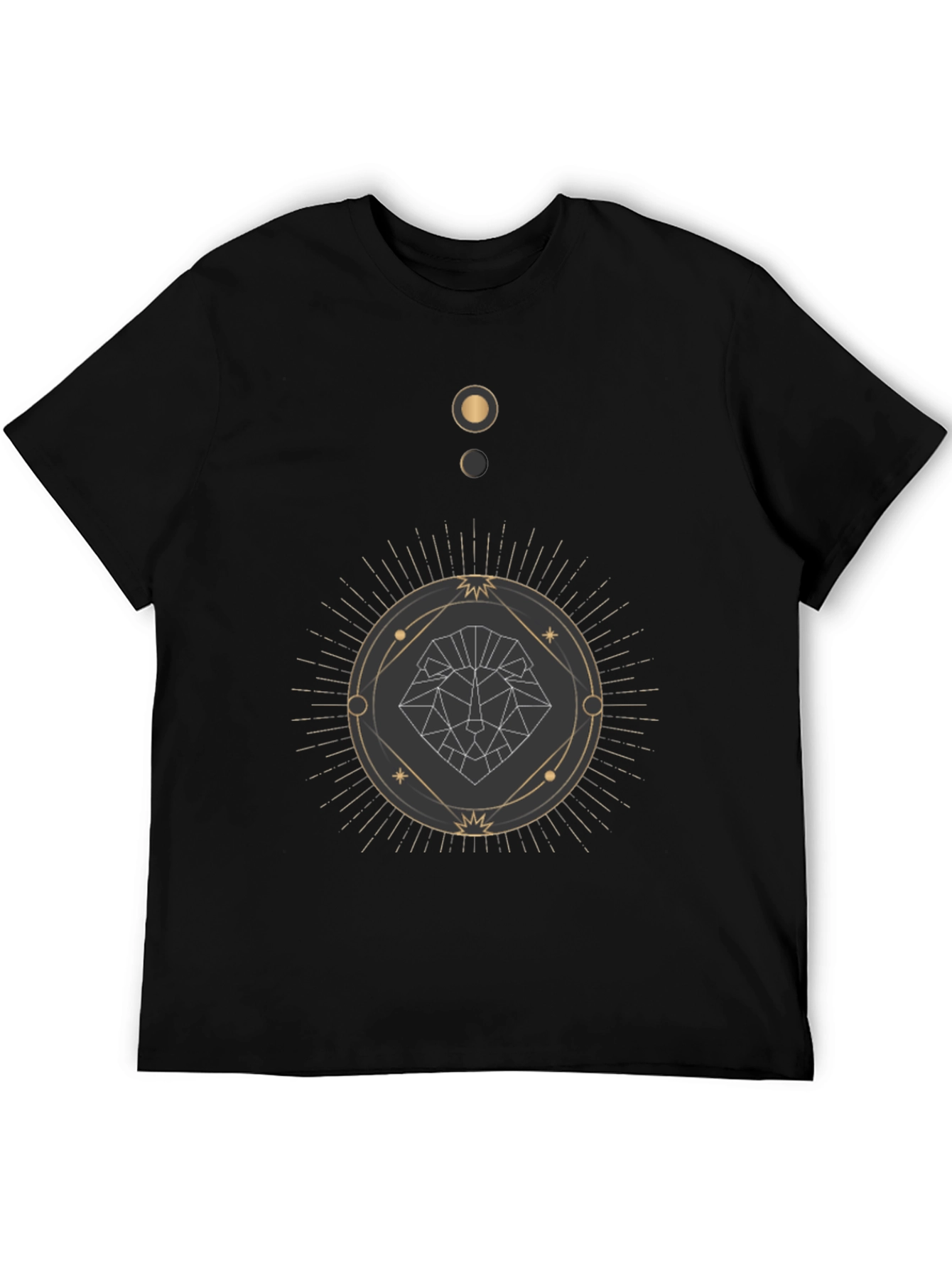 Geometric Lion Graphic Black T-Shirt