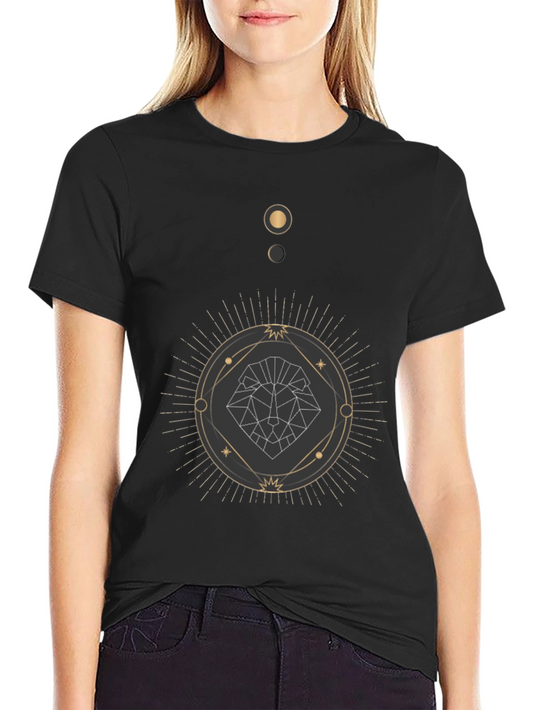 Geometric Lion Graphic Black T-Shirt