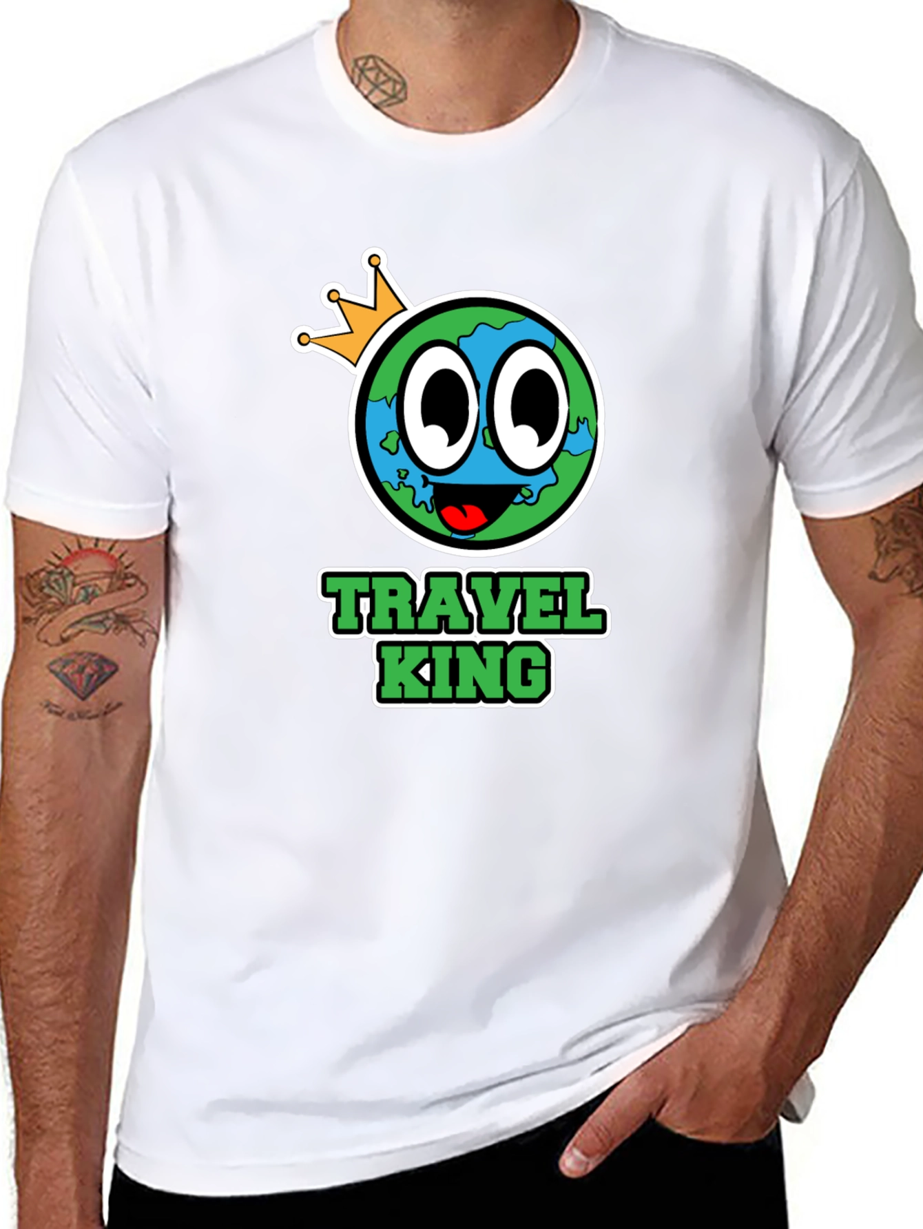Travel King Graphic T-Shirt - Mens Black Tee