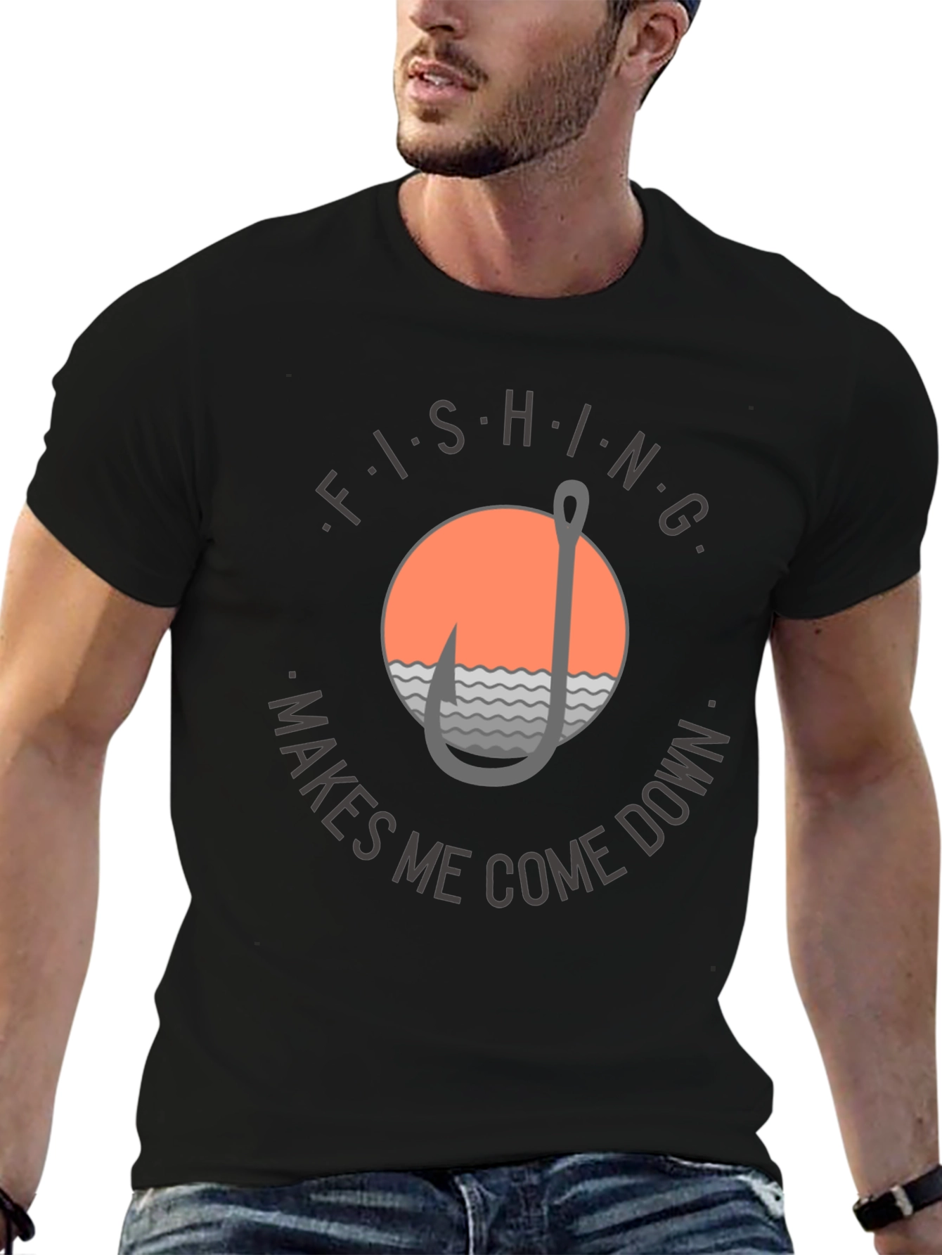 Fishing Makes Me Come Down Graphic T-Shirt