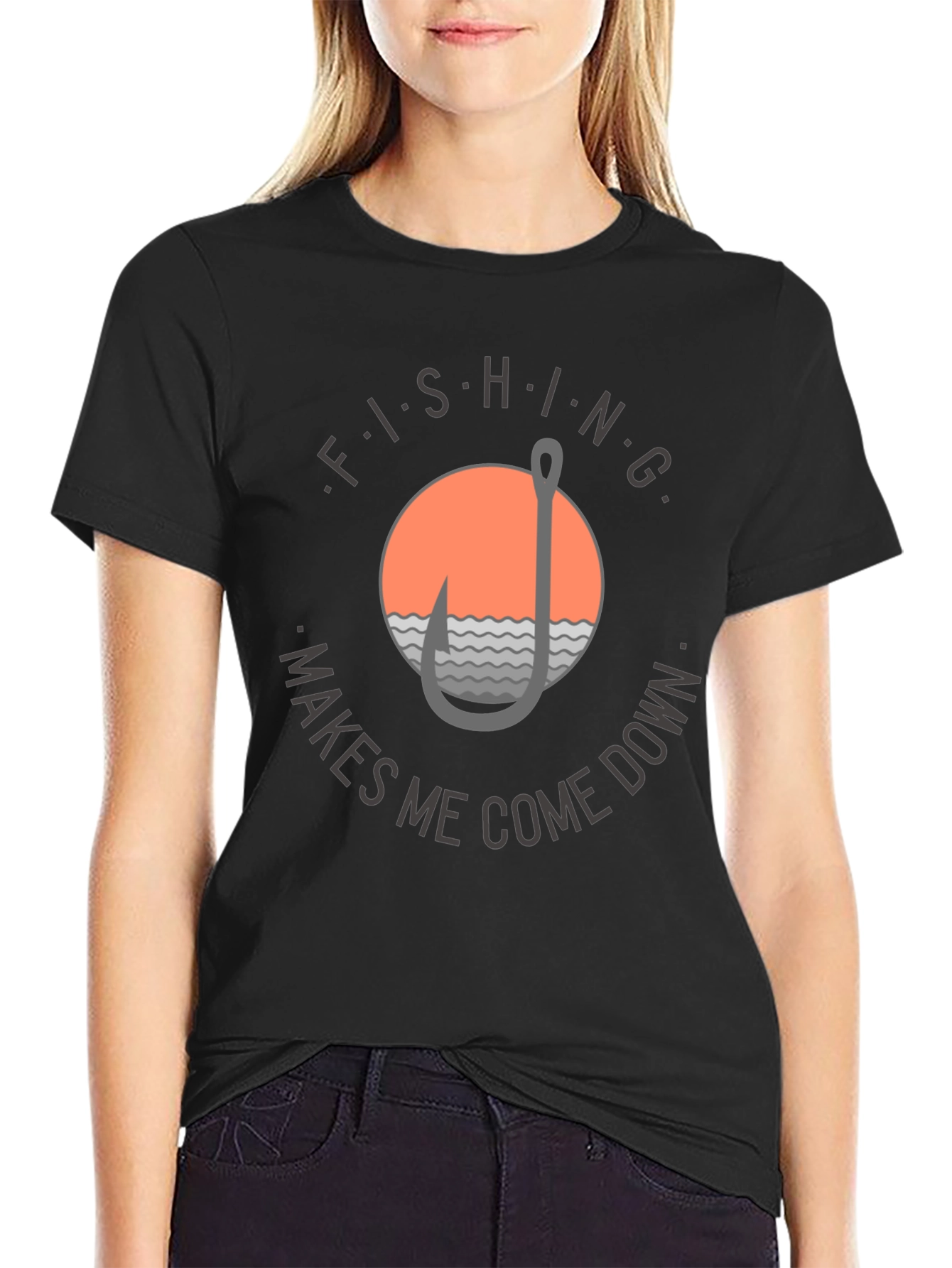 Fishing Makes Me Come Down Graphic T-Shirt
