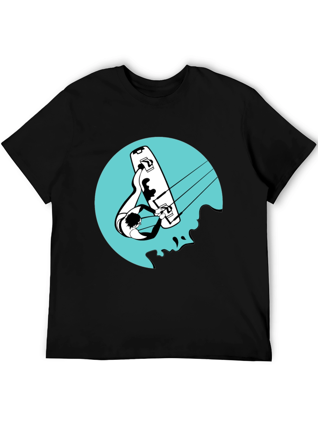 Kitesurfing Graphic Tee - Black Cotton T-Shirt