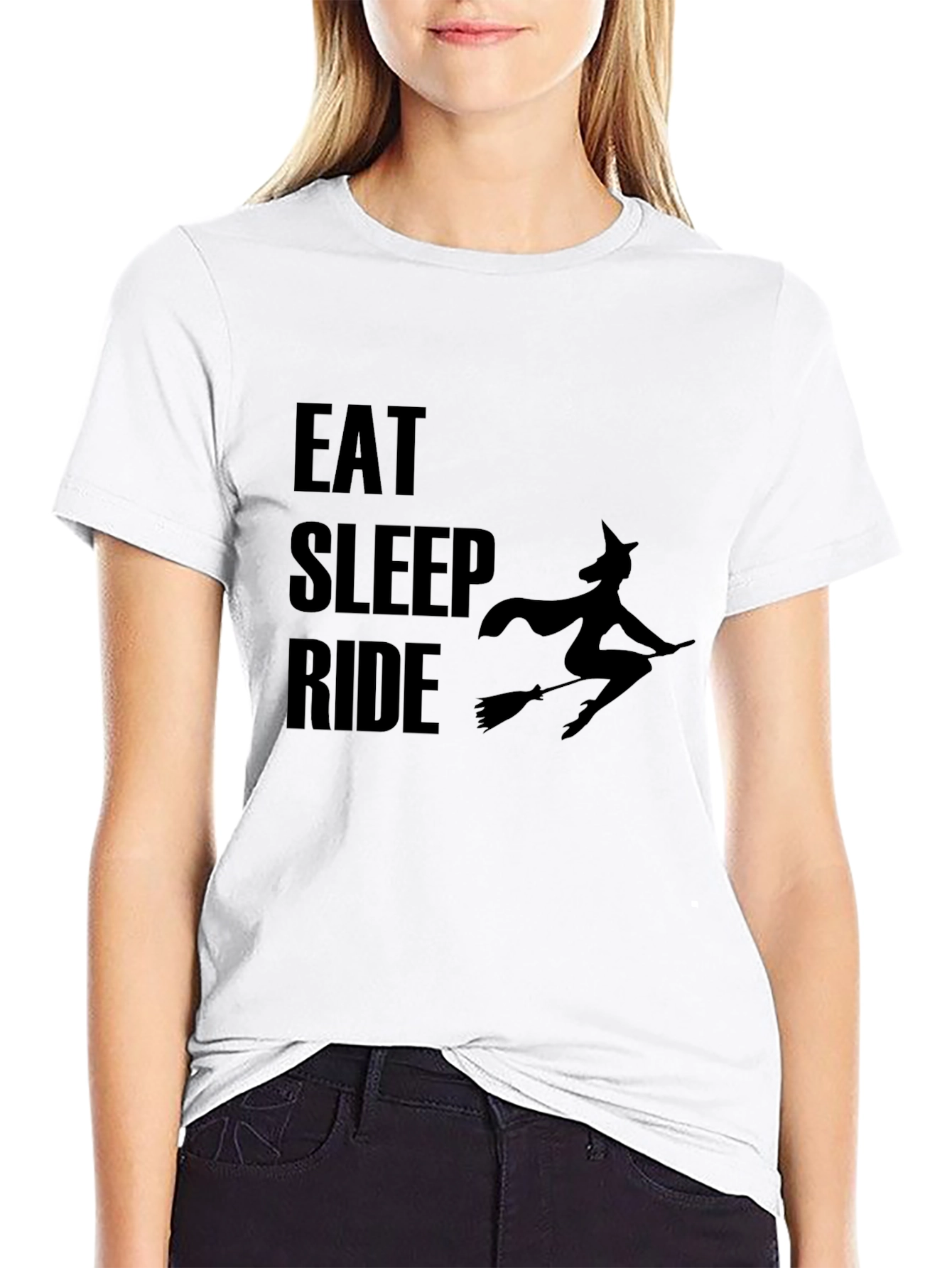 Eat Sleep Ride Witch T-Shirt - Halloween Tee