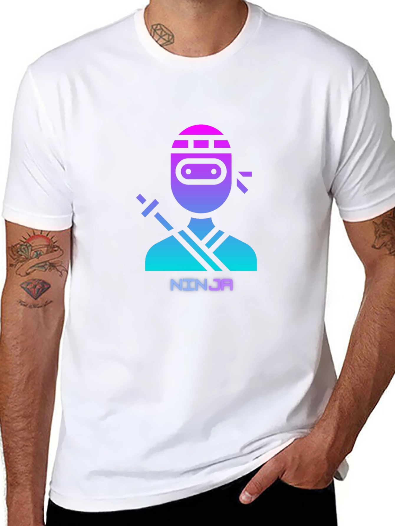 Ninja Graphic Tee - Black Cotton T-Shirt